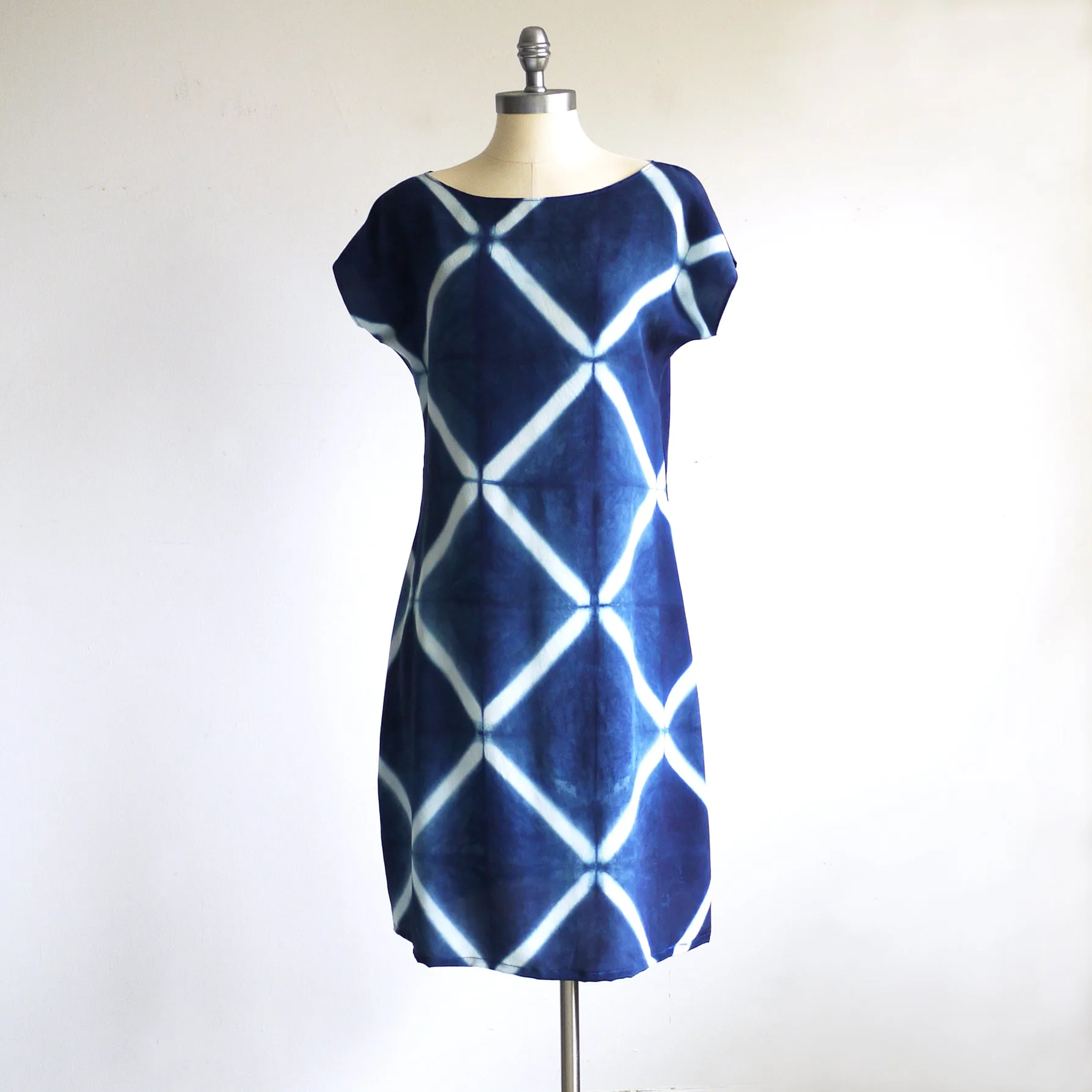 INDIGO SHIBORI silk dress, MADE TO ORDER