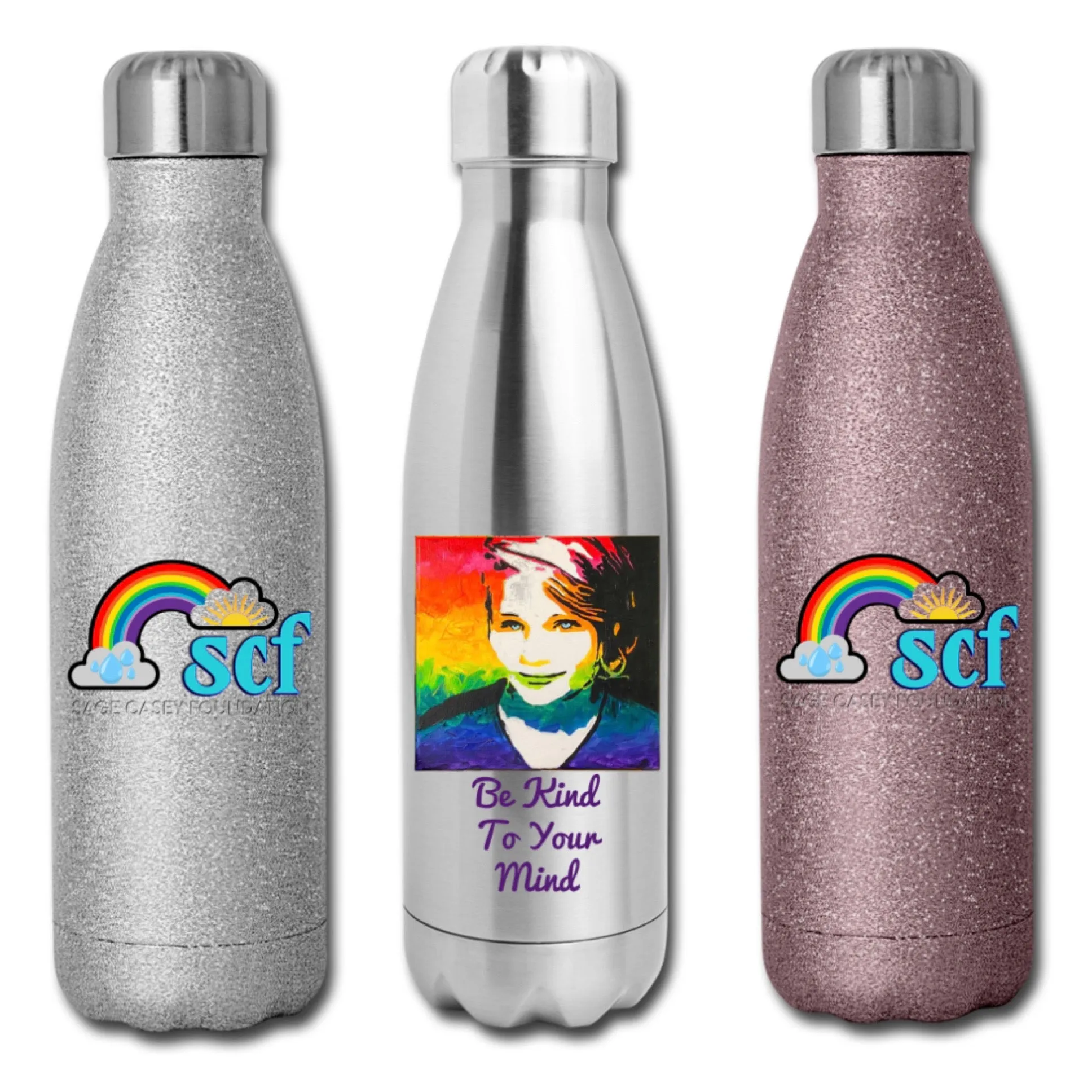 Insulated Water Bottle - Sage Portrait by Tin Crow Art/Classic SCF Logo
