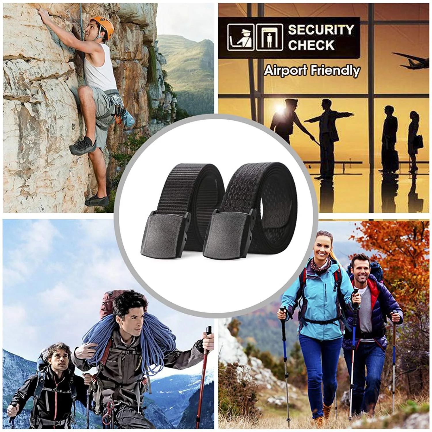 JASGOOD Men Travel Security Money Belt with Hidden Money Pocket  Unisex Nickel free Nylon Belt Cashsafe Anti-Theft