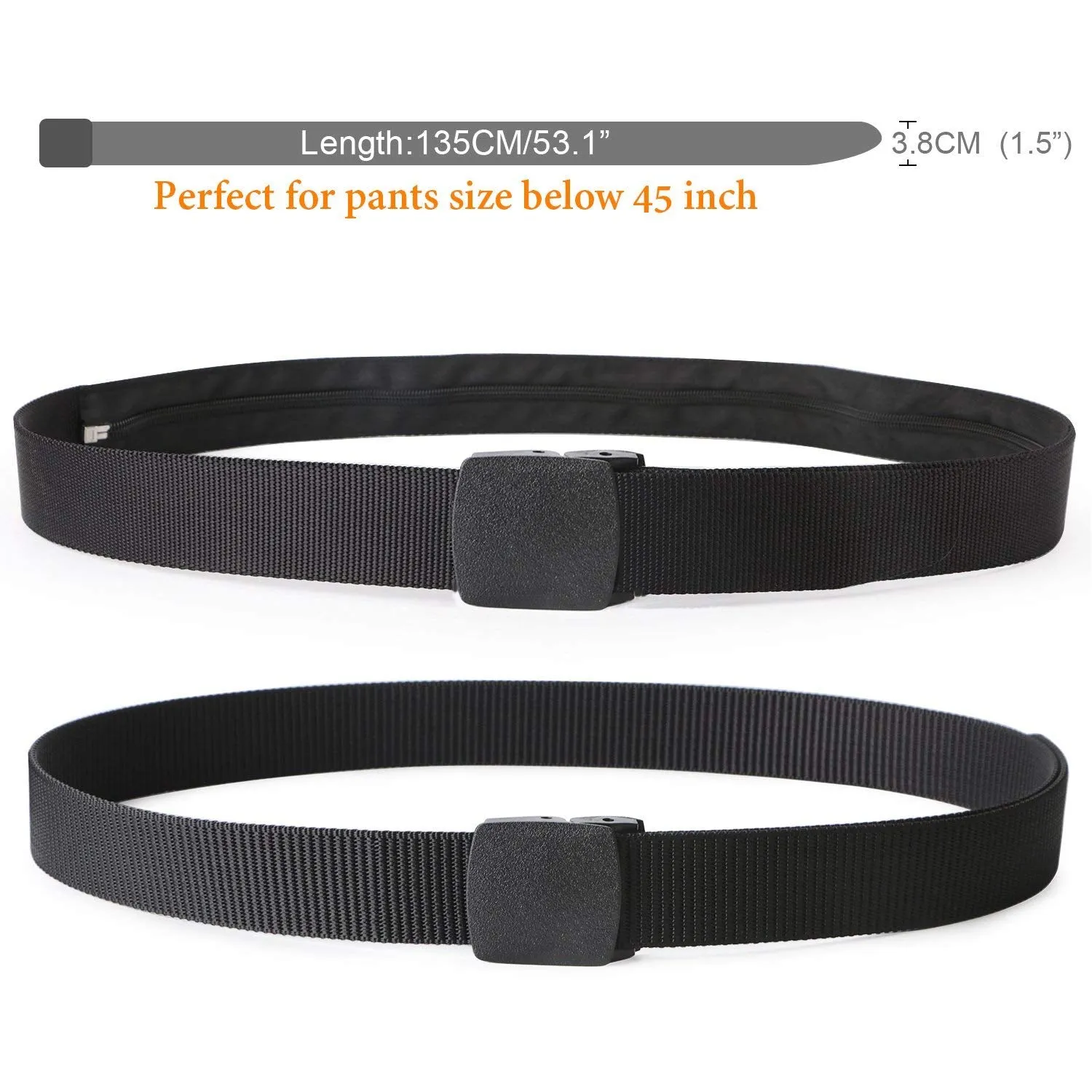 JASGOOD Men Travel Security Money Belt with Hidden Money Pocket  Unisex Nickel free Nylon Belt Cashsafe Anti-Theft