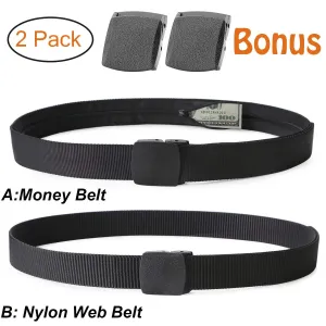 JASGOOD Men Travel Security Money Belt with Hidden Money Pocket  Unisex Nickel free Nylon Belt Cashsafe Anti-Theft
