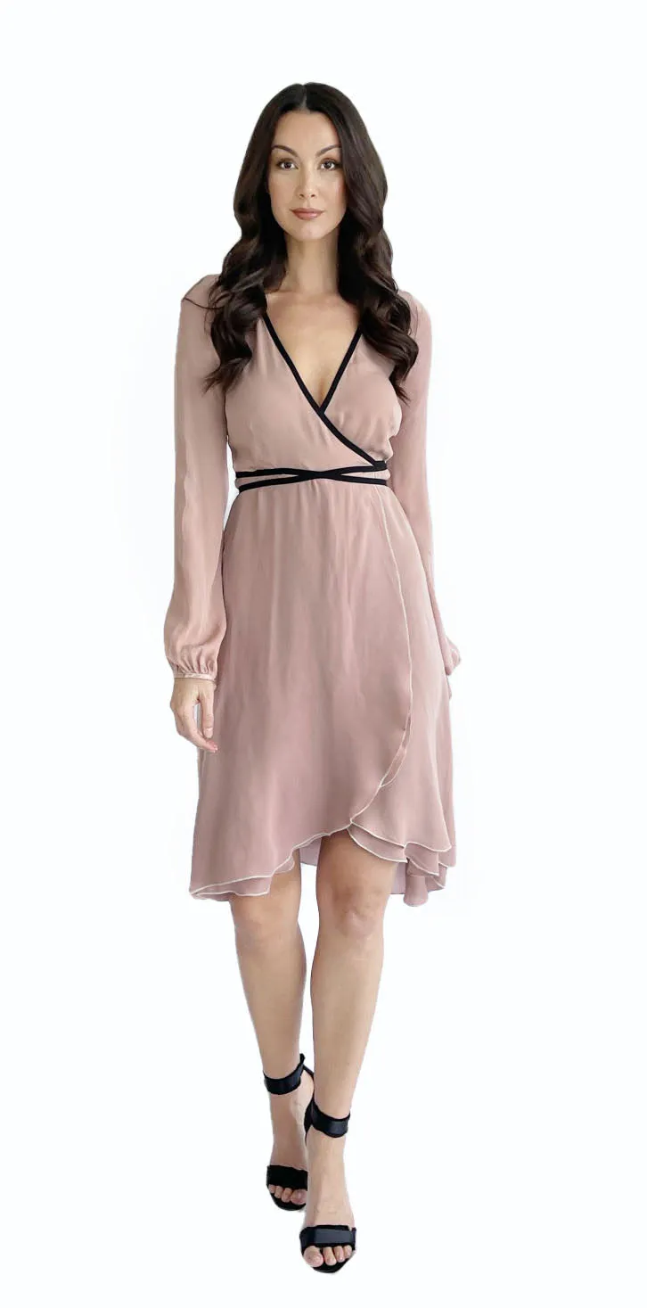 Jennifer Wrap Dress in 100% Silk Georgette