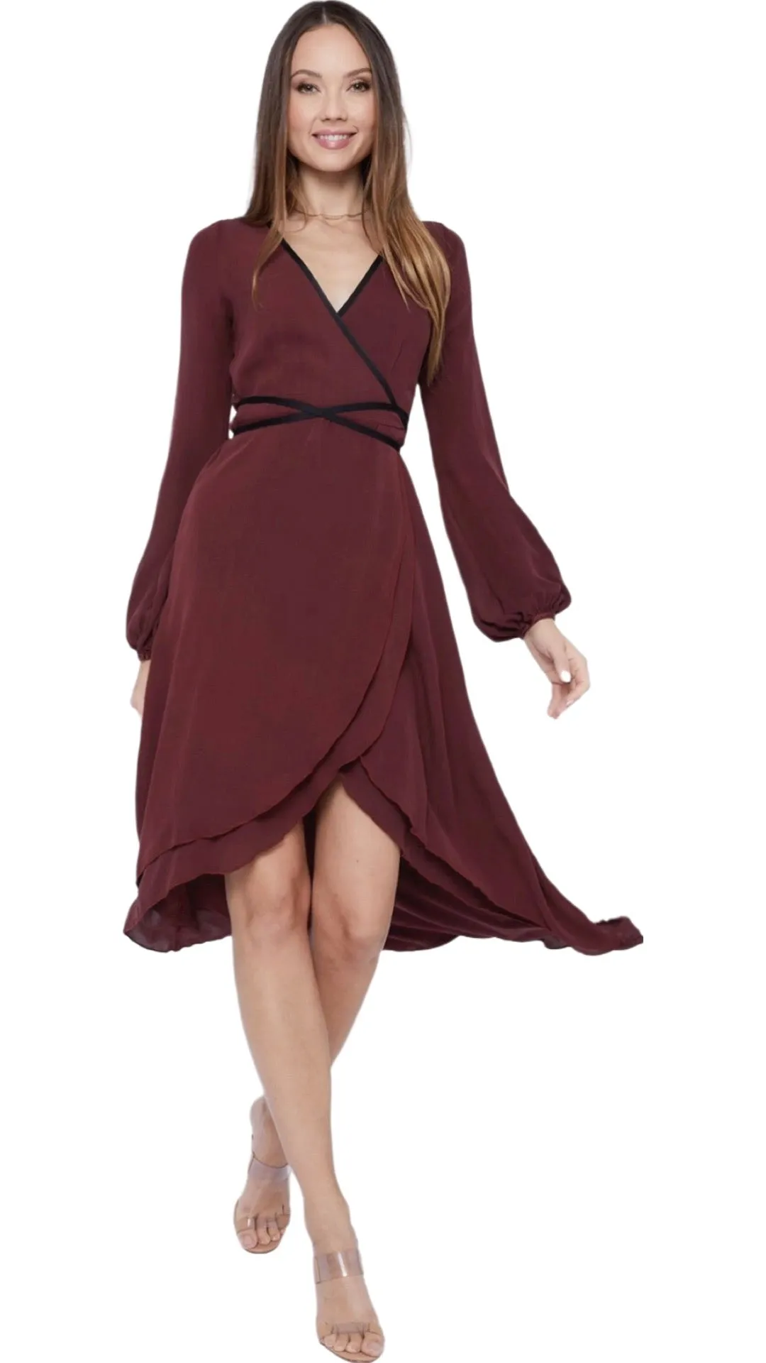 Jennifer Wrap Dress in 100% Silk Georgette