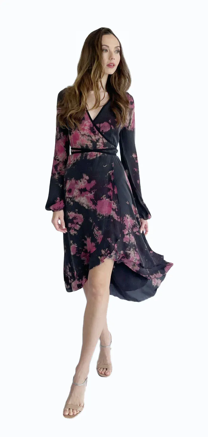 Jennifer Wrap Dress in 100% Silk Georgette