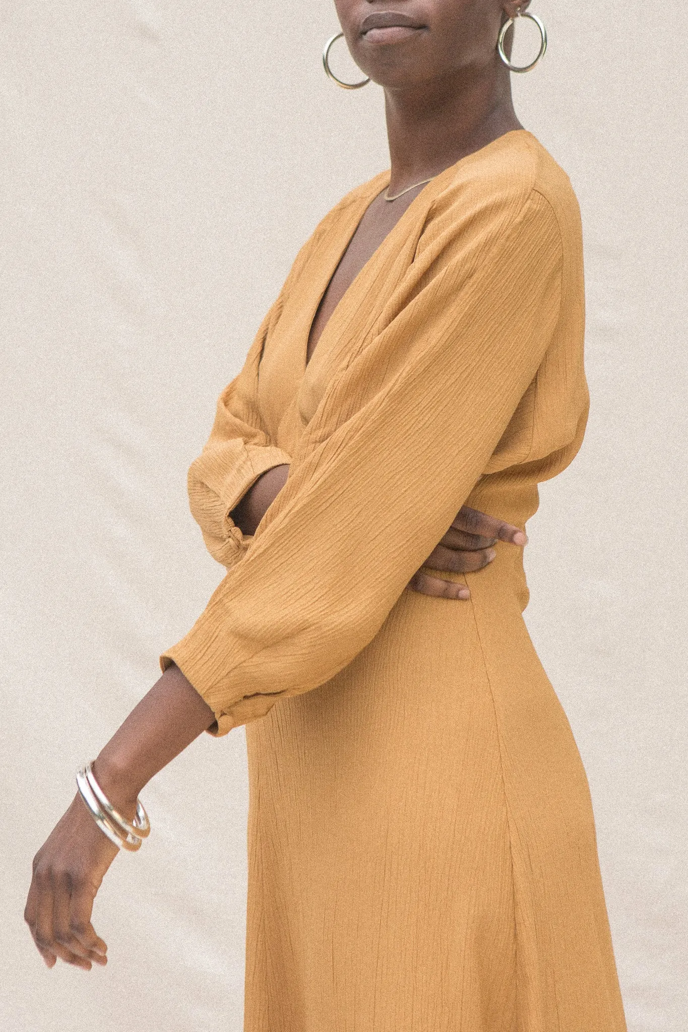 JIMENA DRESS - MARIGOLD CRINKLE