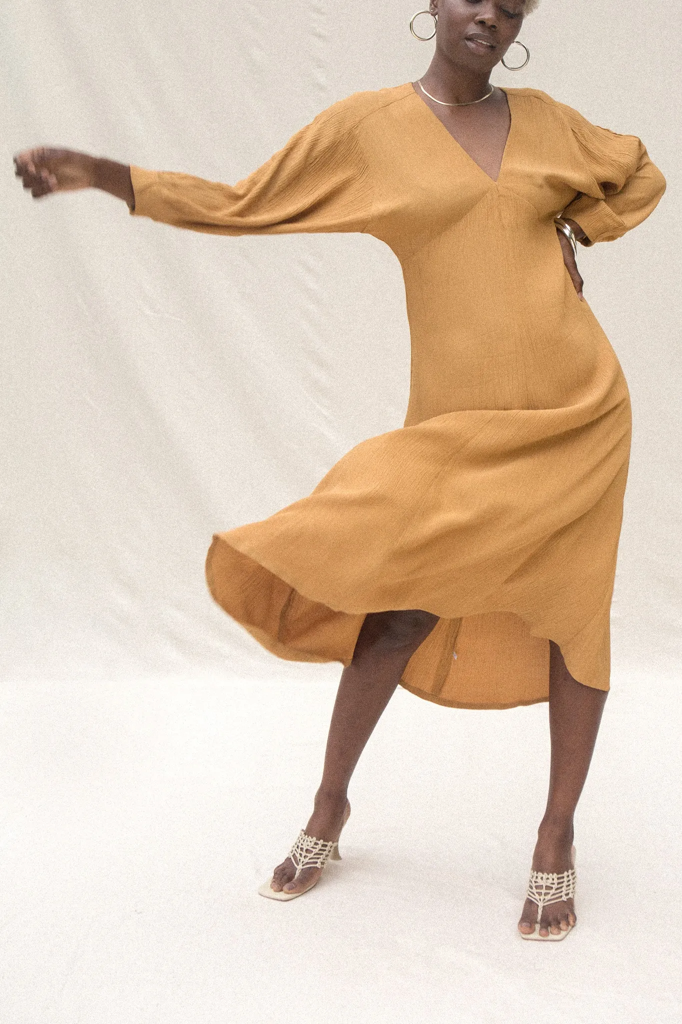 JIMENA DRESS - MARIGOLD CRINKLE