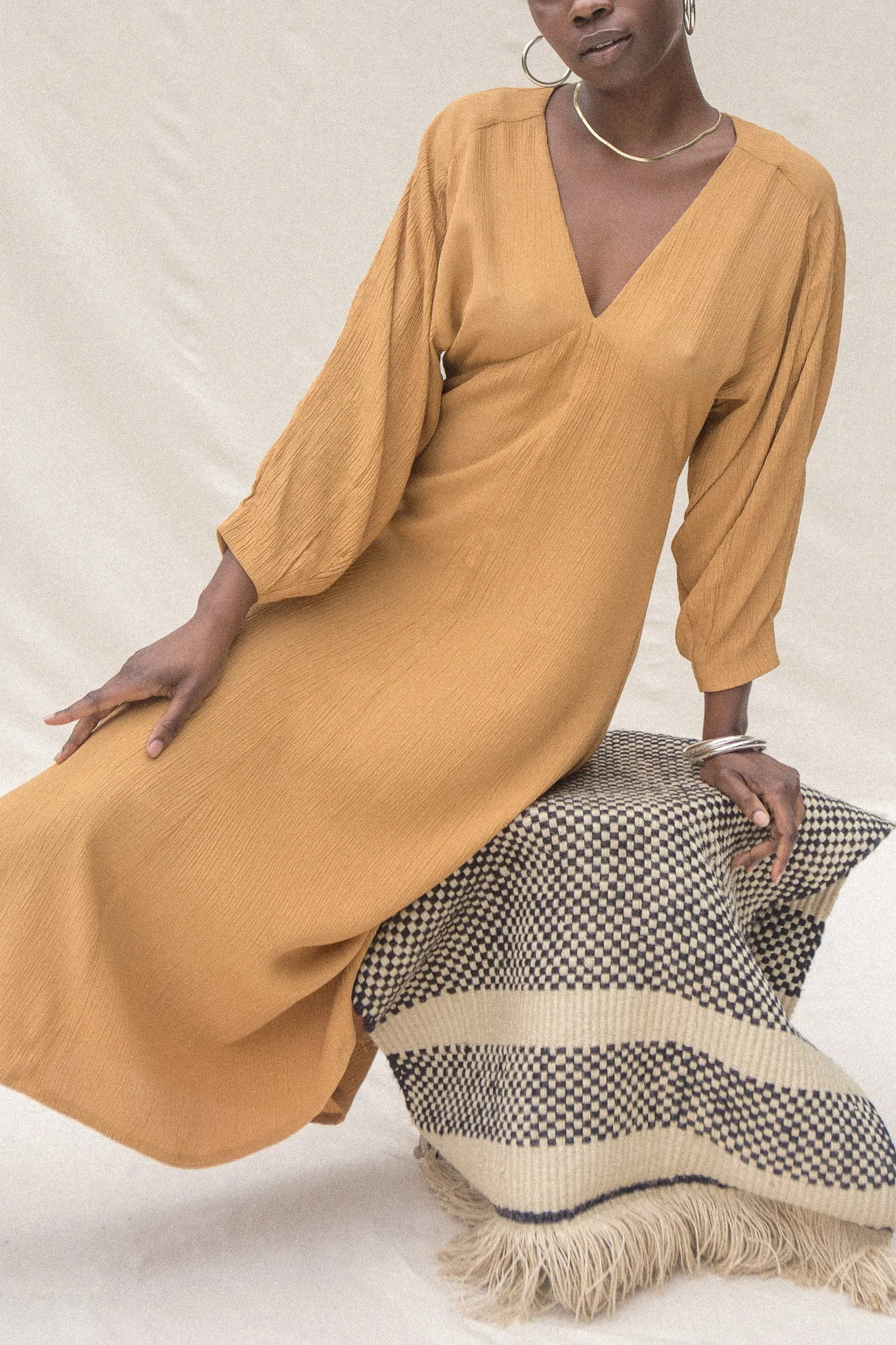 JIMENA DRESS - MARIGOLD CRINKLE