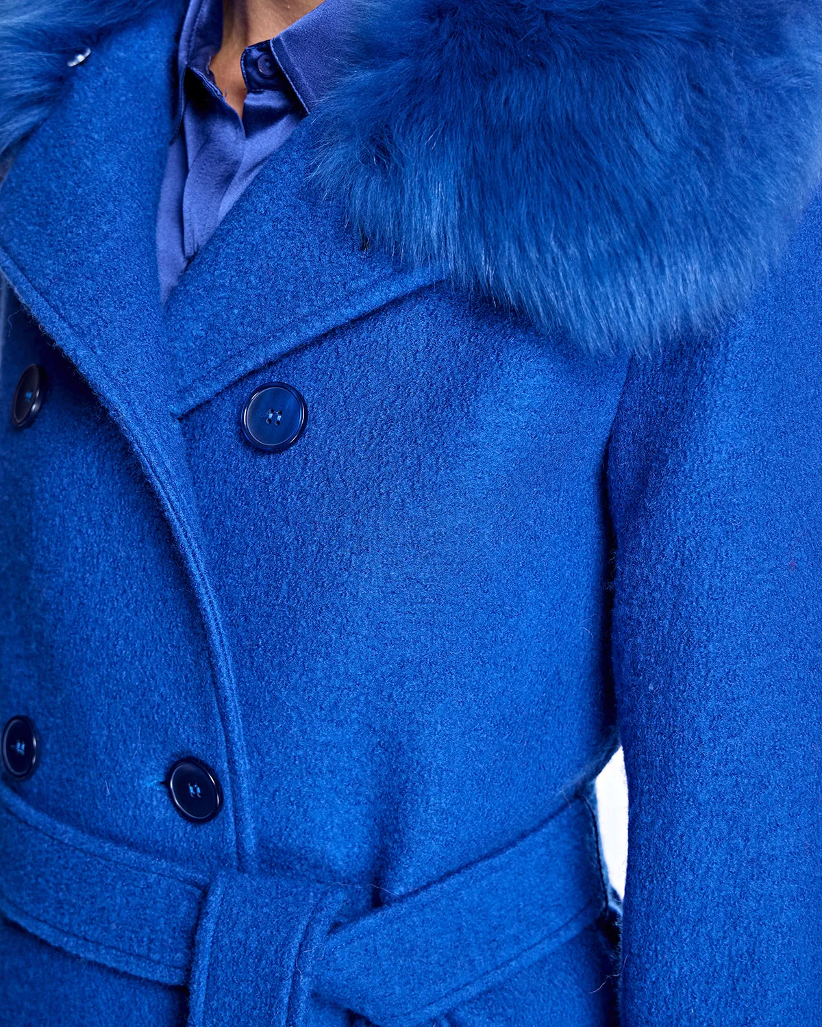 Julia & Stella by Maximilian Fur-Trimmed Wool Coat