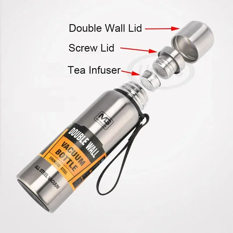 Large Capacity Stainless Steel Thermos Portable Vacuum Flask Insulated Thermos with Laynard Handle Thermos Bottle Hot and Cold