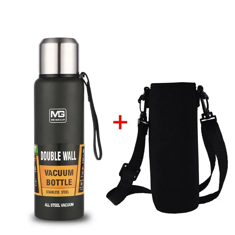 Large Capacity Stainless Steel Thermos Portable Vacuum Flask Insulated Thermos with Laynard Handle Thermos Bottle Hot and Cold