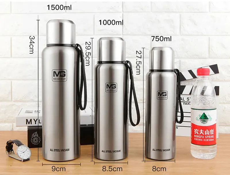Large Capacity Stainless Steel Thermos Portable Vacuum Flask Insulated Thermos with Laynard Handle Thermos Bottle Hot and Cold