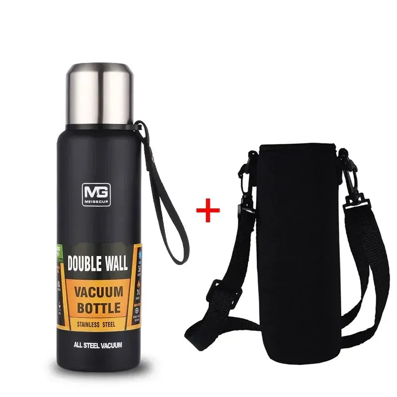 Large Capacity Stainless Steel Thermos Portable Vacuum Flask Insulated Thermos with Laynard Handle Thermos Bottle Hot and Cold