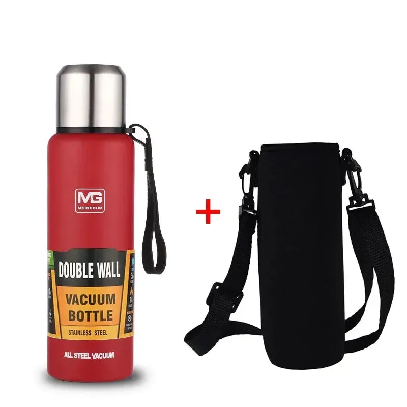 Large Capacity Stainless Steel Thermos Portable Vacuum Flask Insulated Thermos with Laynard Handle Thermos Bottle Hot and Cold