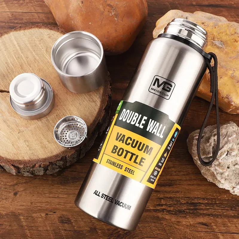 Large Capacity Stainless Steel Thermos Portable Vacuum Flask Insulated Thermos with Laynard Handle Thermos Bottle Hot and Cold