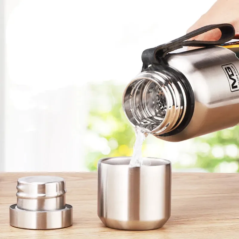 Large Capacity Stainless Steel Thermos Portable Vacuum Flask Insulated Thermos with Laynard Handle Thermos Bottle Hot and Cold