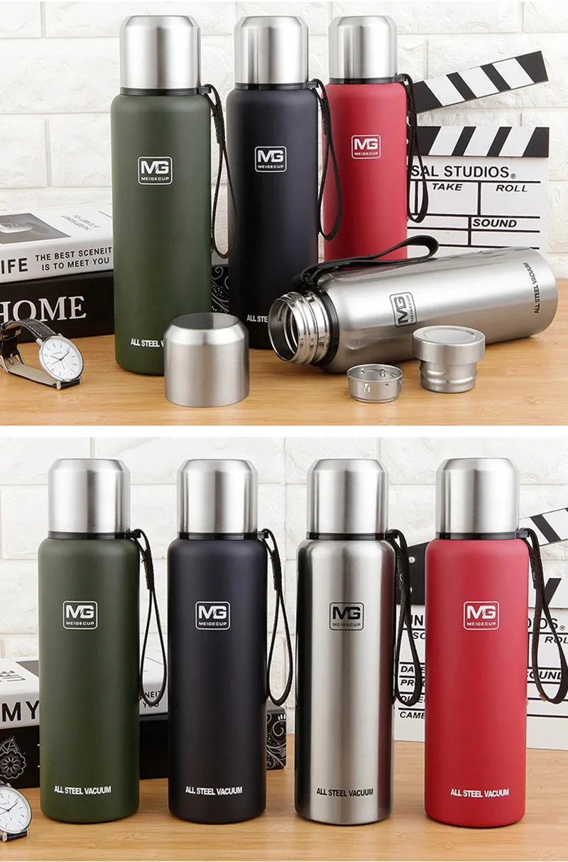 Large Capacity Stainless Steel Thermos Portable Vacuum Flask Insulated Thermos with Laynard Handle Thermos Bottle Hot and Cold