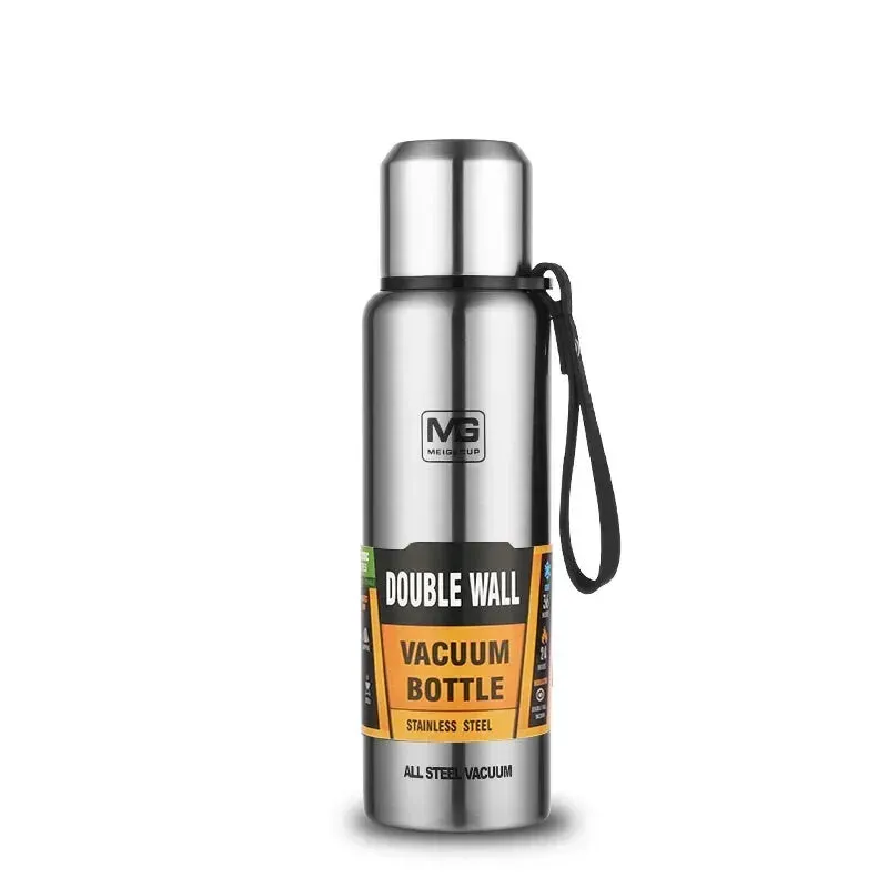 Large Capacity Stainless Steel Thermos Portable Vacuum Flask Insulated Thermos with Laynard Handle Thermos Bottle Hot and Cold