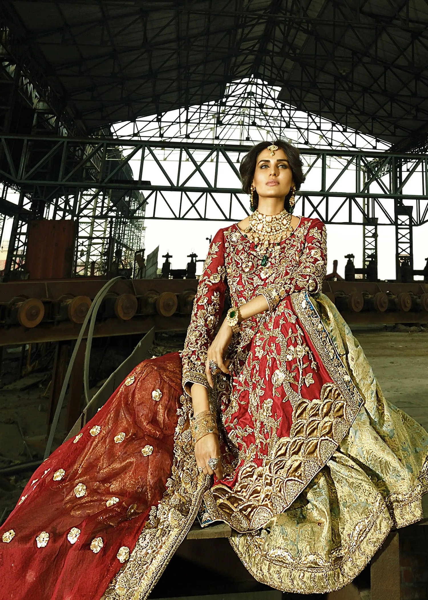 Latest bridal lehenga dress for wedding wear in lavish red color # B3402