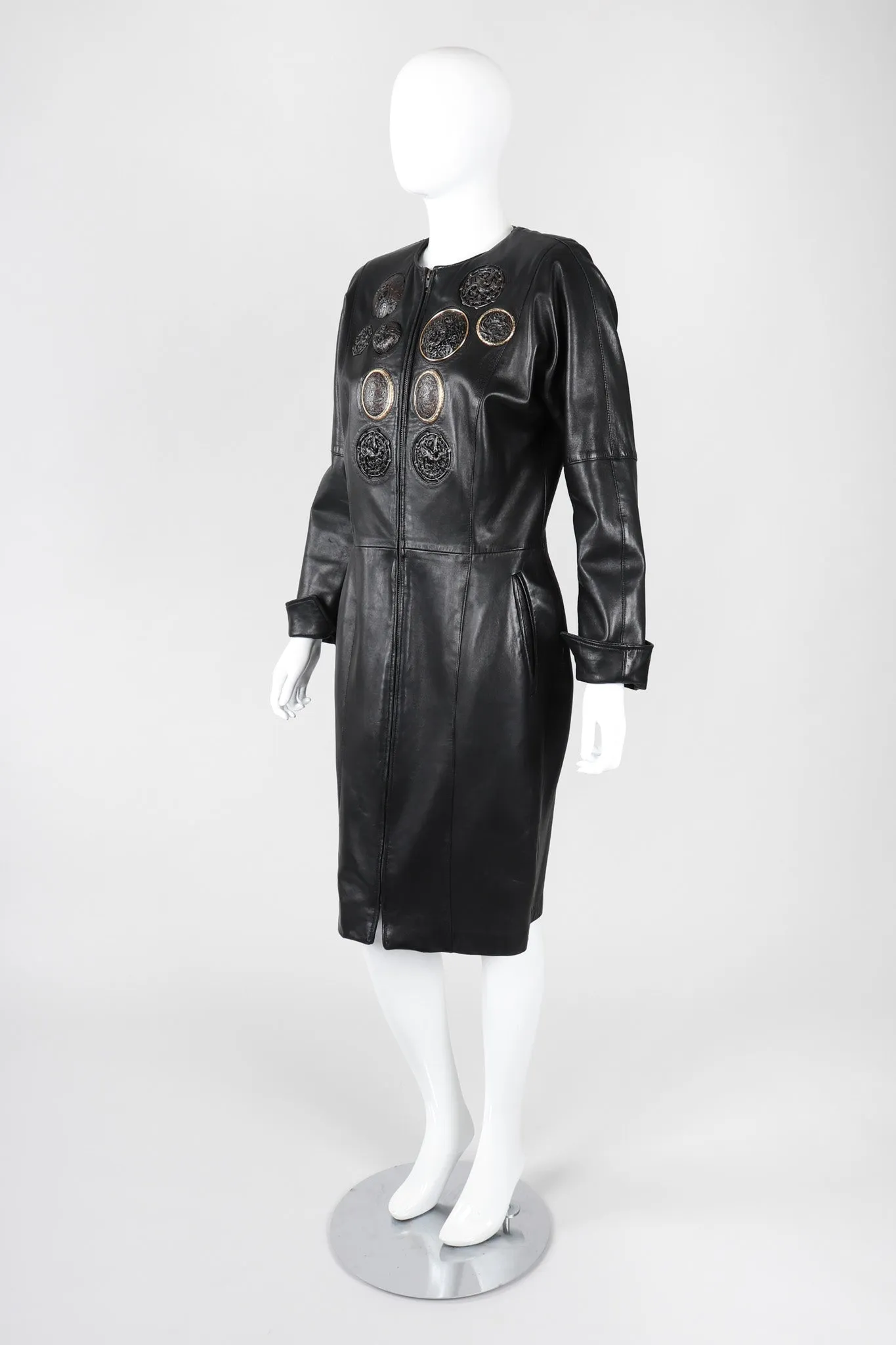 Leather Griffin Medallion Dress