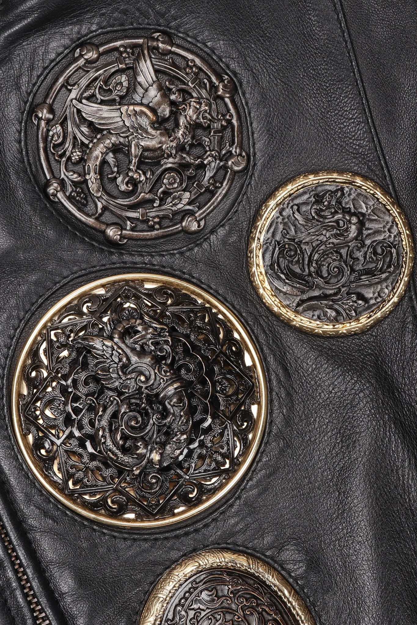 Leather Griffin Medallion Dress