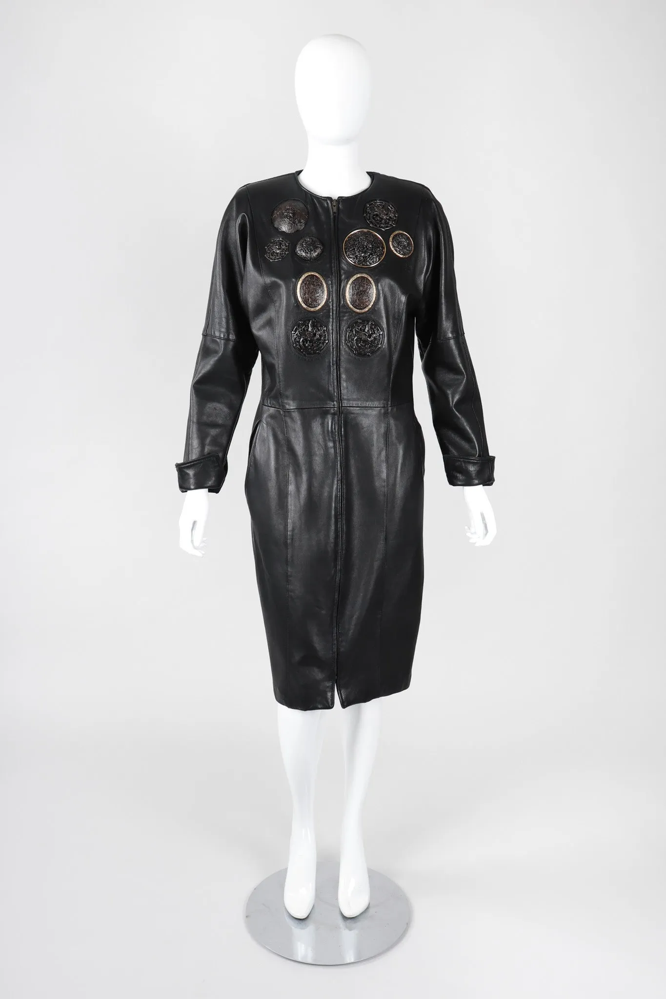 Leather Griffin Medallion Dress
