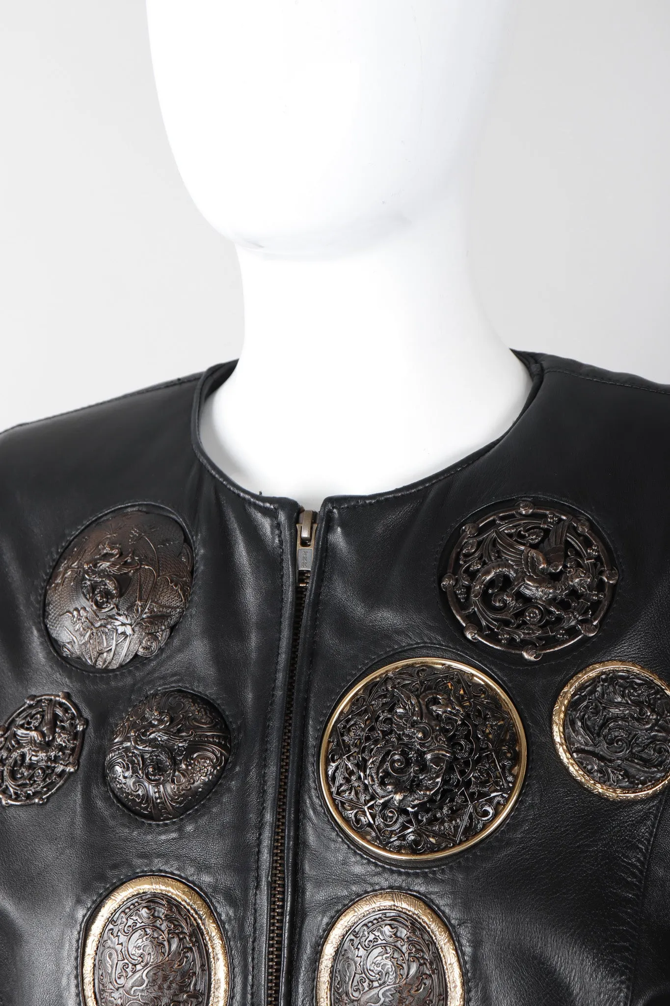 Leather Griffin Medallion Dress