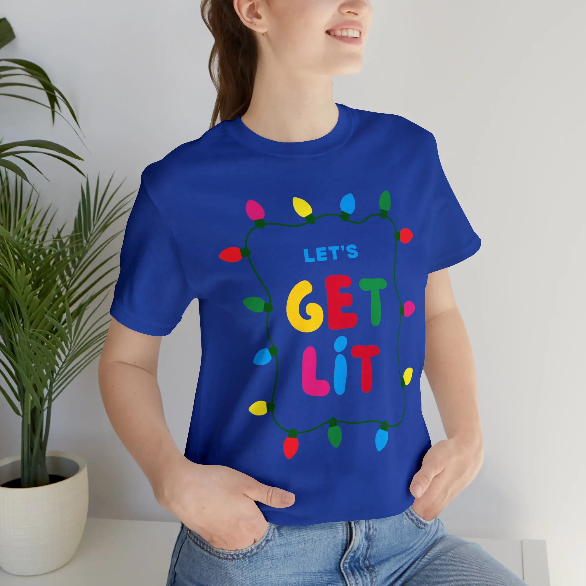 Let's Get Lit Christmas T-Shirt | Funny XMas Tee |  Bella Canvas 3001 Unisex | Happy Holidays Short Sleeve Tshirt