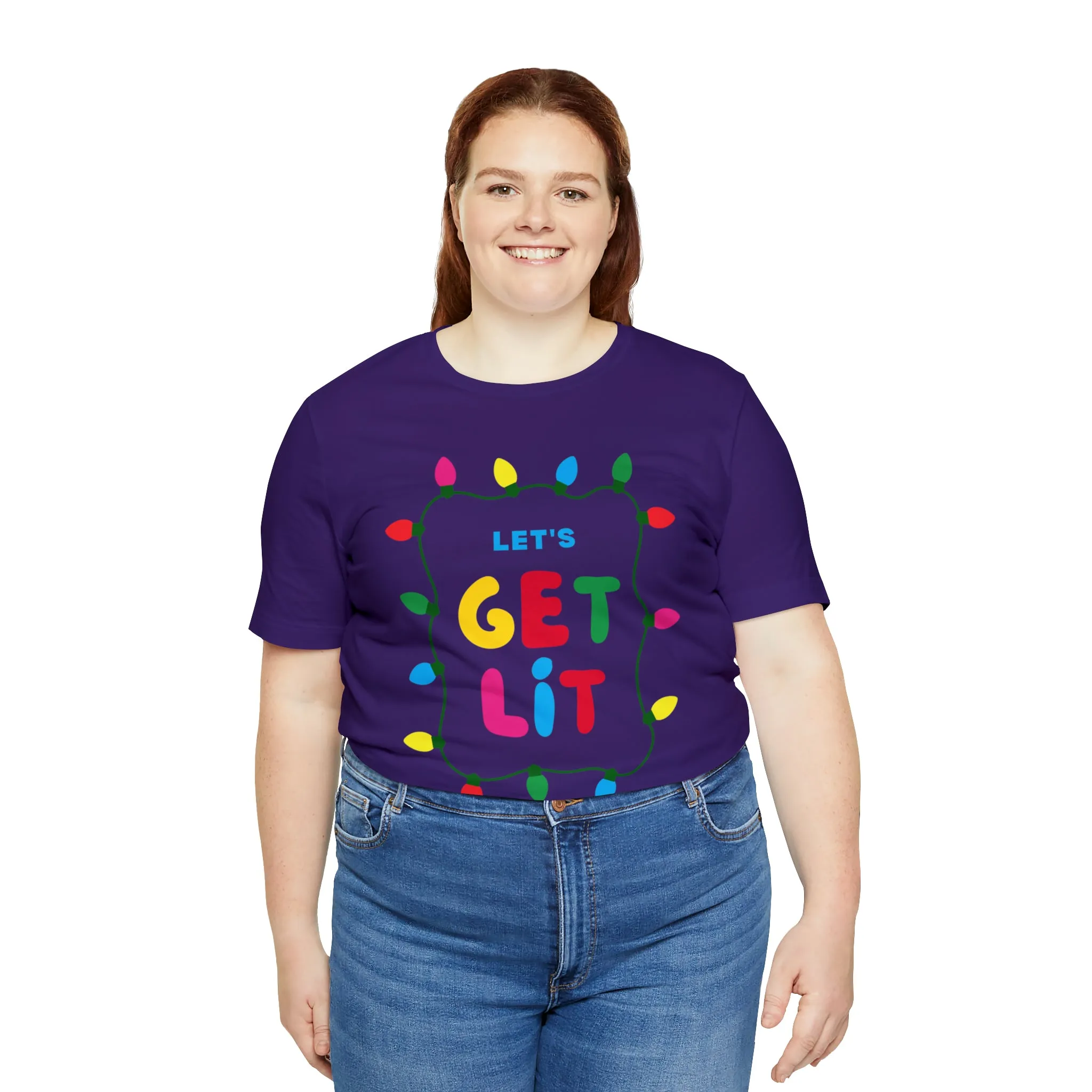Let's Get Lit Christmas T-Shirt | Funny XMas Tee |  Bella Canvas 3001 Unisex | Happy Holidays Short Sleeve Tshirt