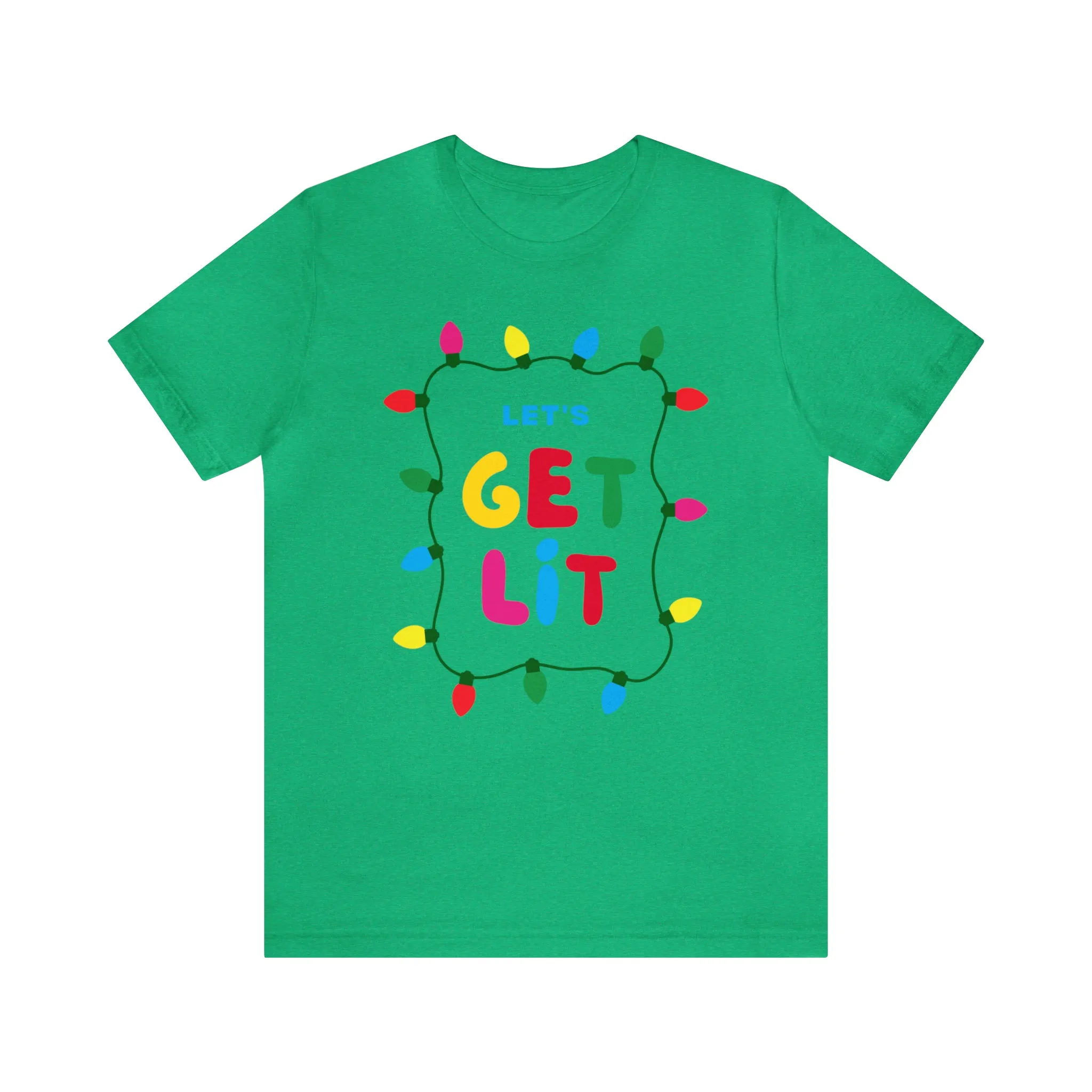 Let's Get Lit Christmas T-Shirt | Funny XMas Tee |  Bella Canvas 3001 Unisex | Happy Holidays Short Sleeve Tshirt