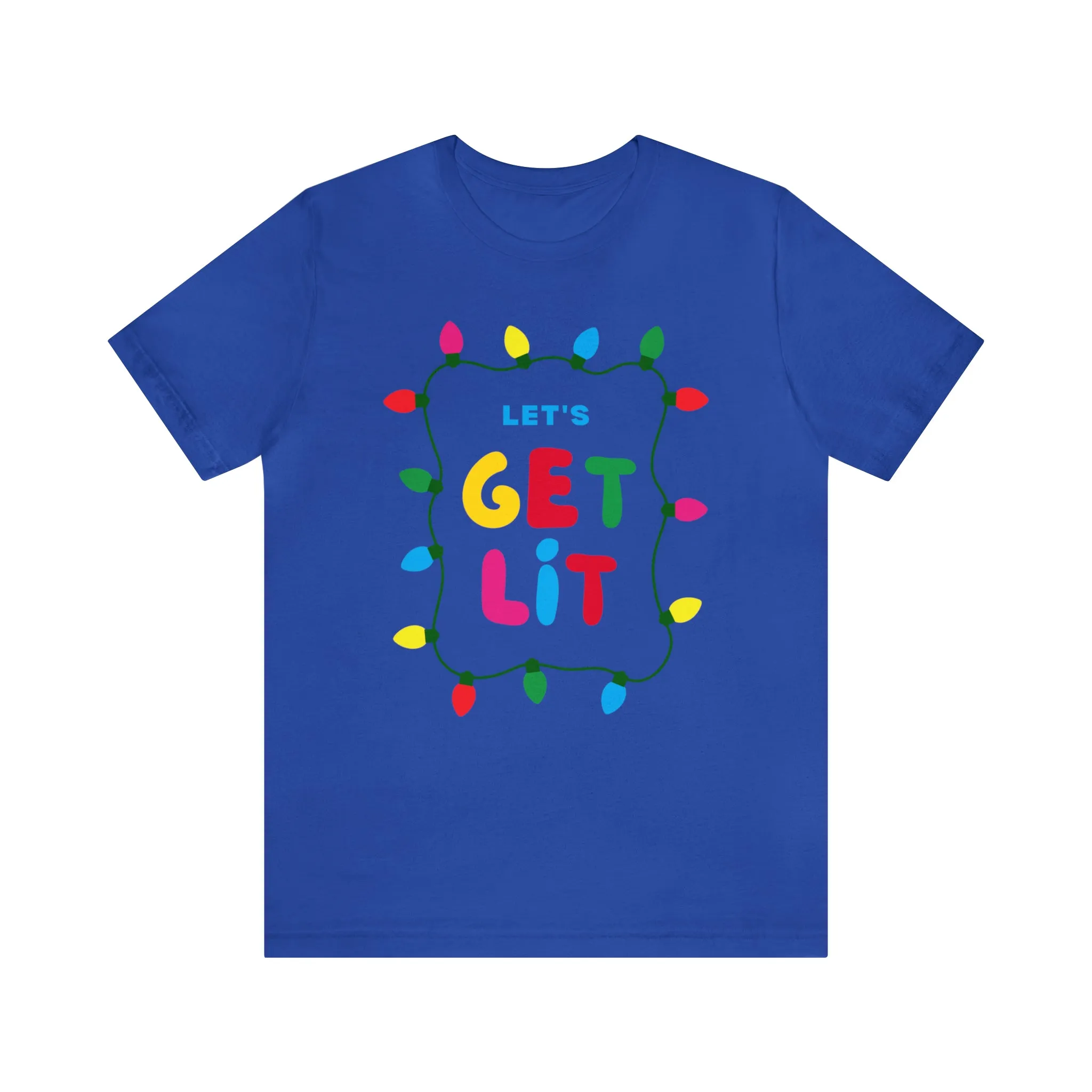 Let's Get Lit Christmas T-Shirt | Funny XMas Tee |  Bella Canvas 3001 Unisex | Happy Holidays Short Sleeve Tshirt