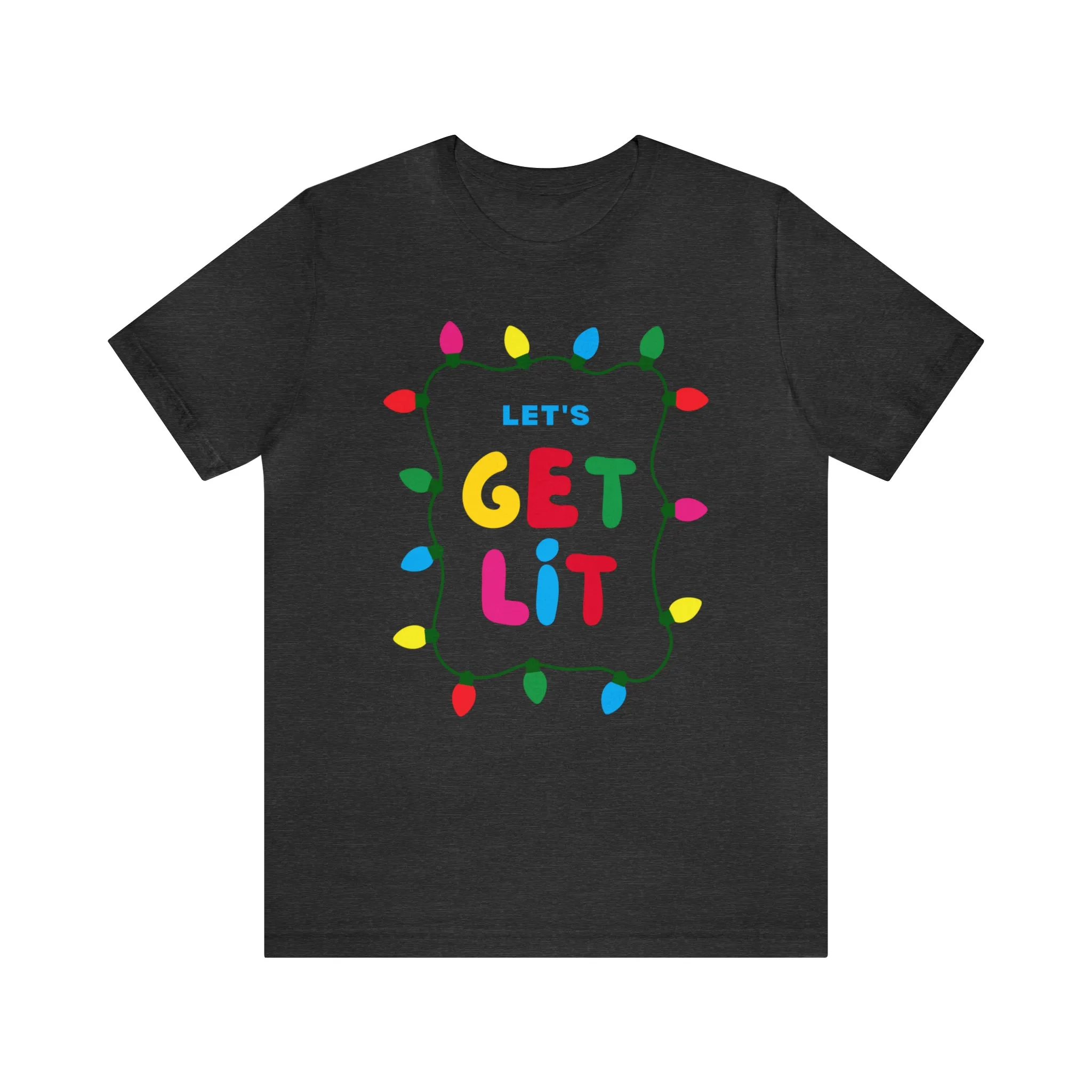 Let's Get Lit Christmas T-Shirt | Funny XMas Tee |  Bella Canvas 3001 Unisex | Happy Holidays Short Sleeve Tshirt