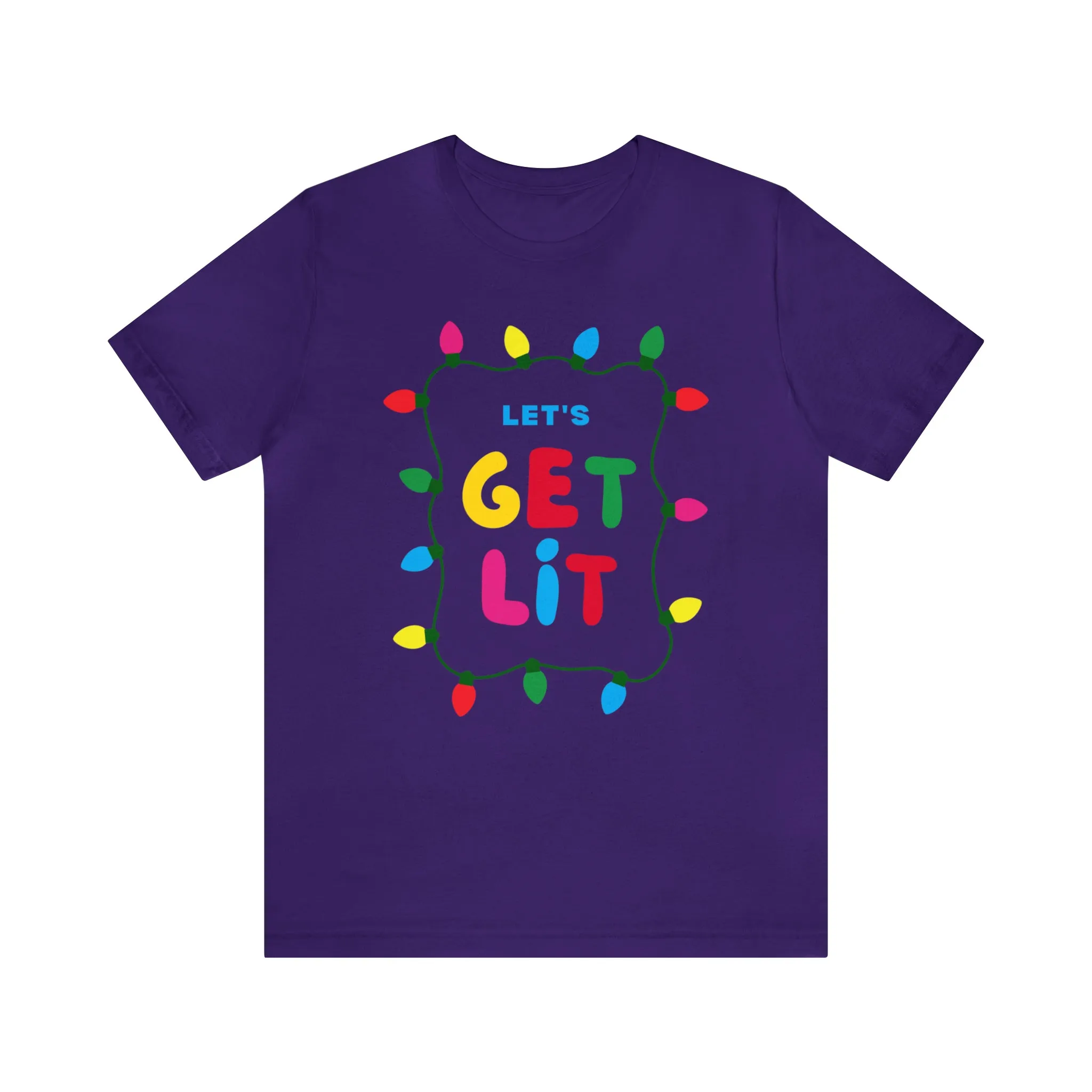 Let's Get Lit Christmas T-Shirt | Funny XMas Tee |  Bella Canvas 3001 Unisex | Happy Holidays Short Sleeve Tshirt