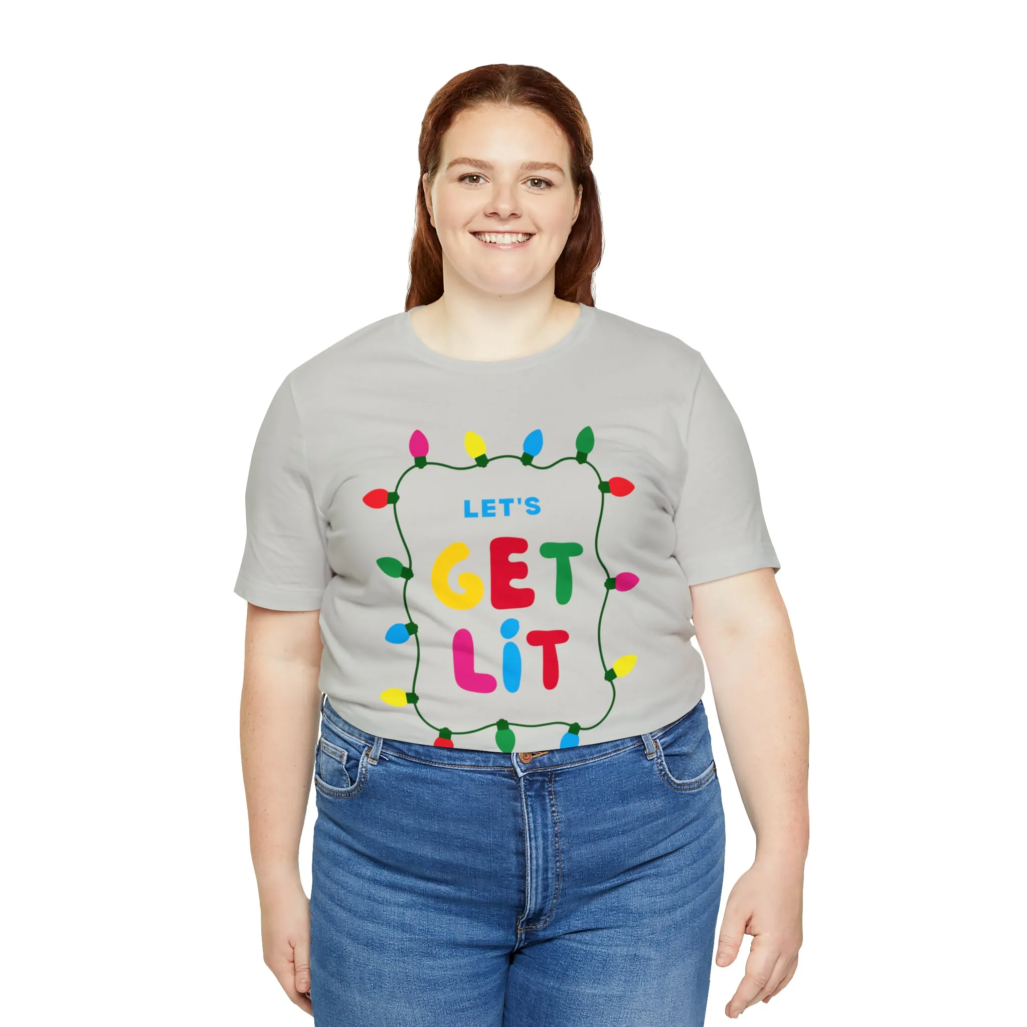 Let's Get Lit Christmas T-Shirt | Funny XMas Tee |  Bella Canvas 3001 Unisex | Happy Holidays Short Sleeve Tshirt