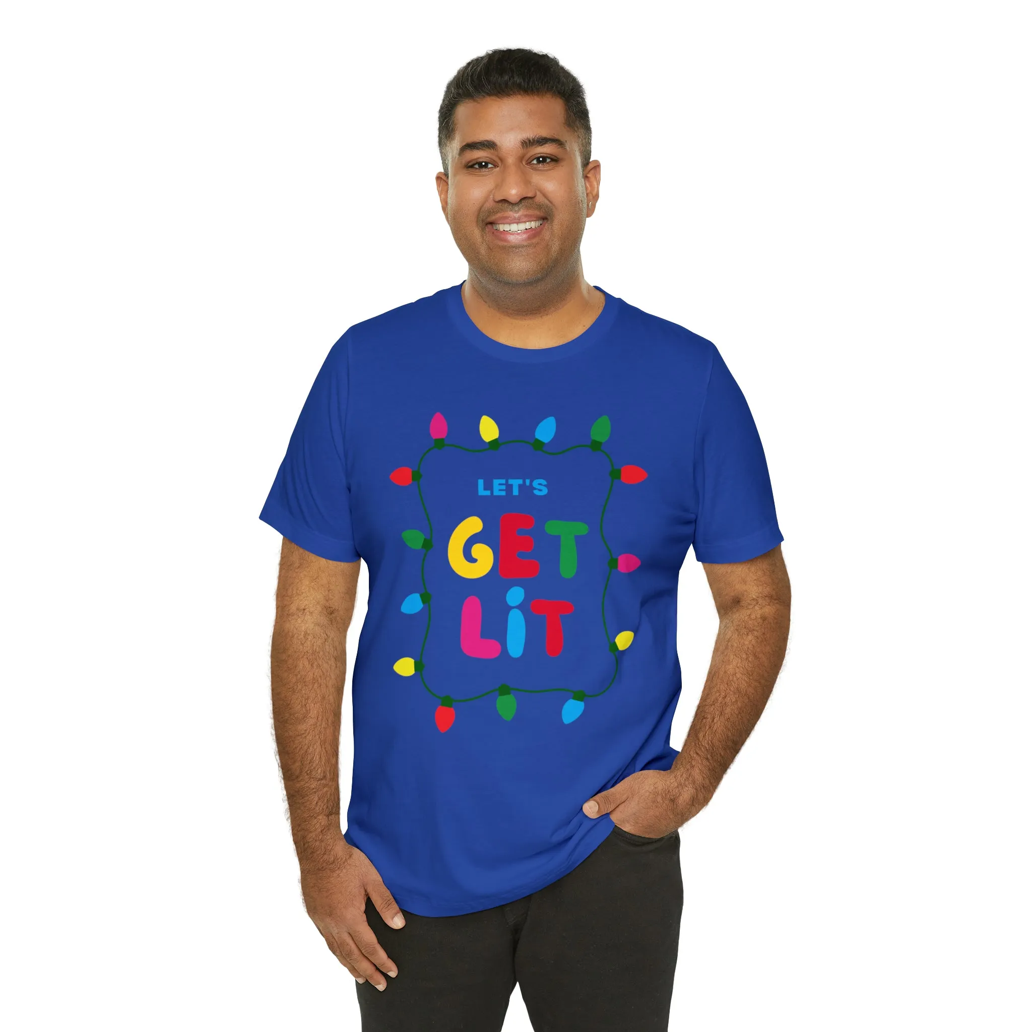 Let's Get Lit Christmas T-Shirt | Funny XMas Tee |  Bella Canvas 3001 Unisex | Happy Holidays Short Sleeve Tshirt