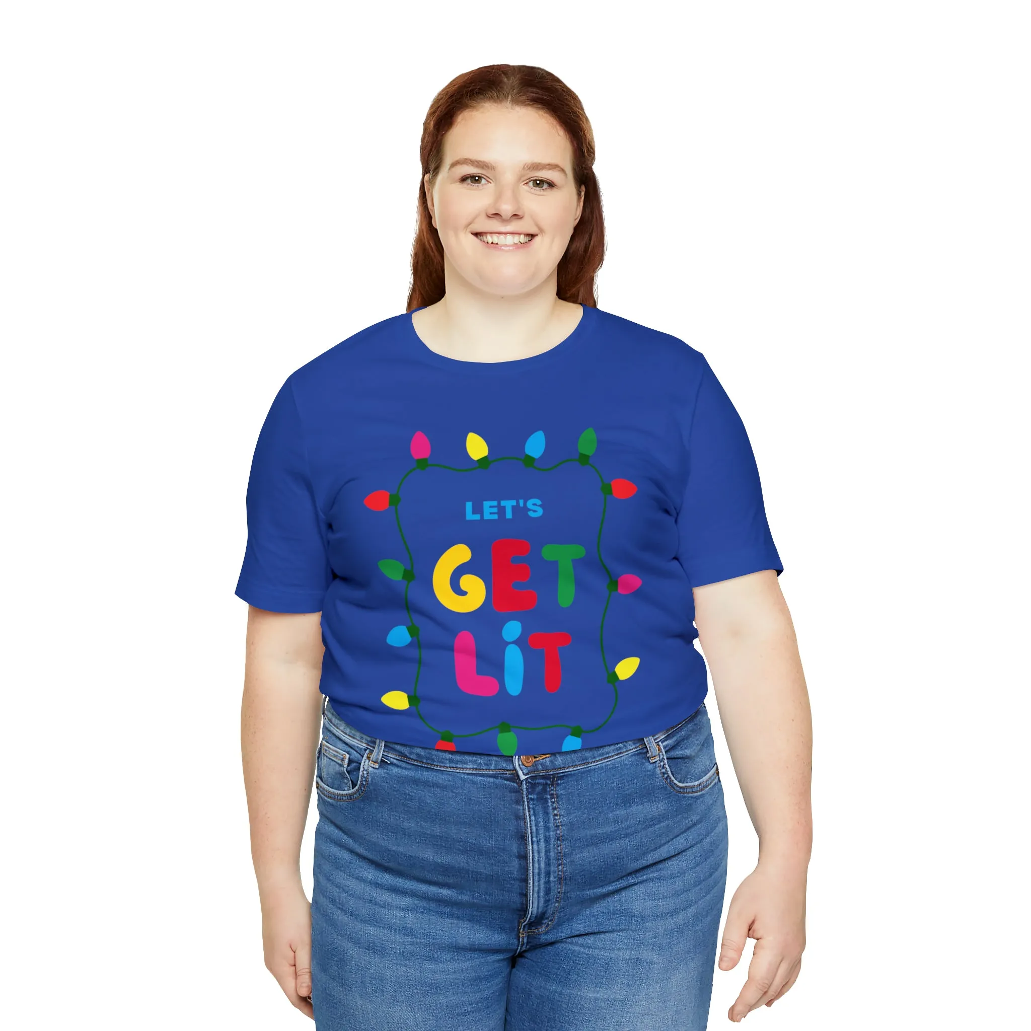 Let's Get Lit Christmas T-Shirt | Funny XMas Tee |  Bella Canvas 3001 Unisex | Happy Holidays Short Sleeve Tshirt