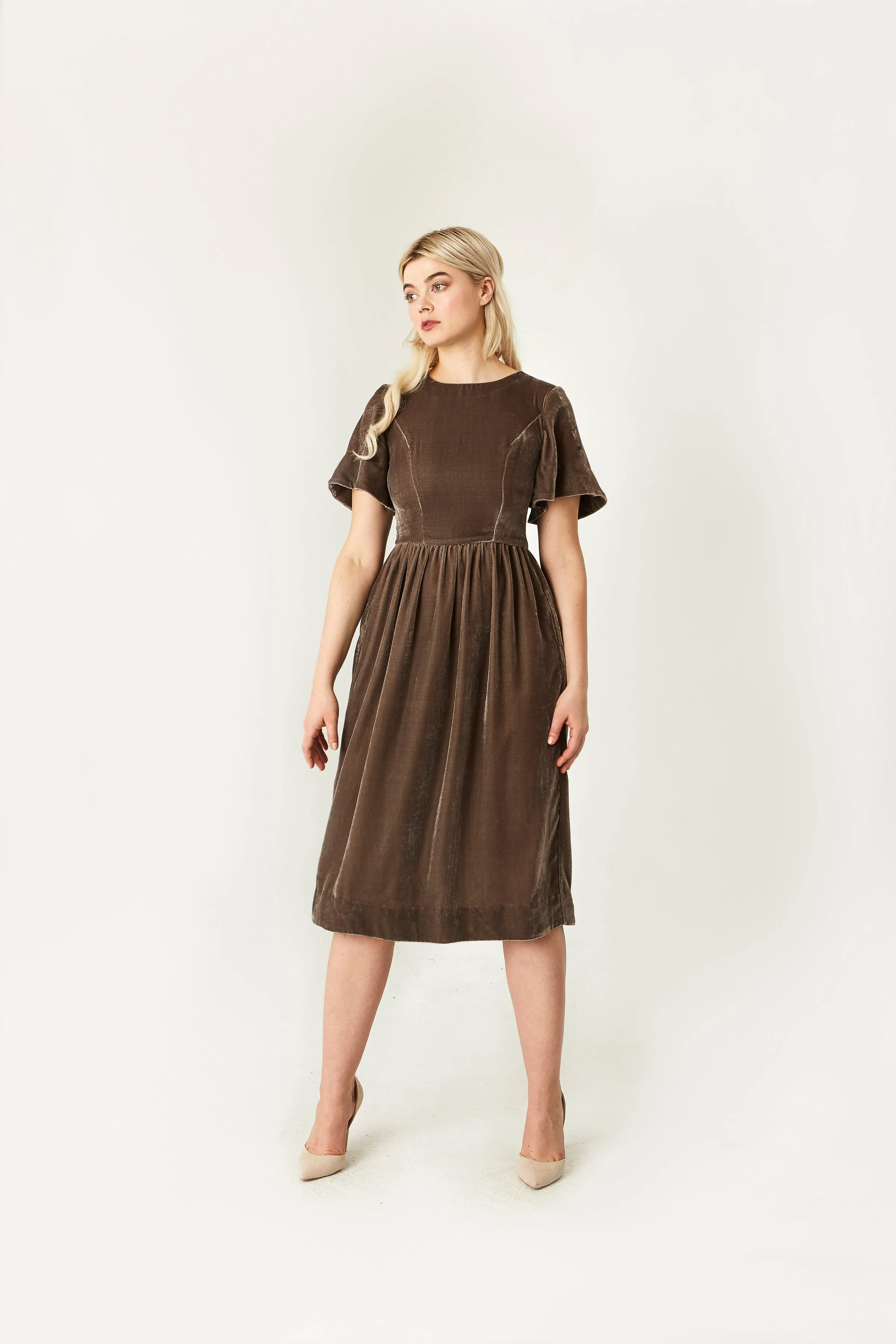 Liesl Bow Silk Velvet Dress