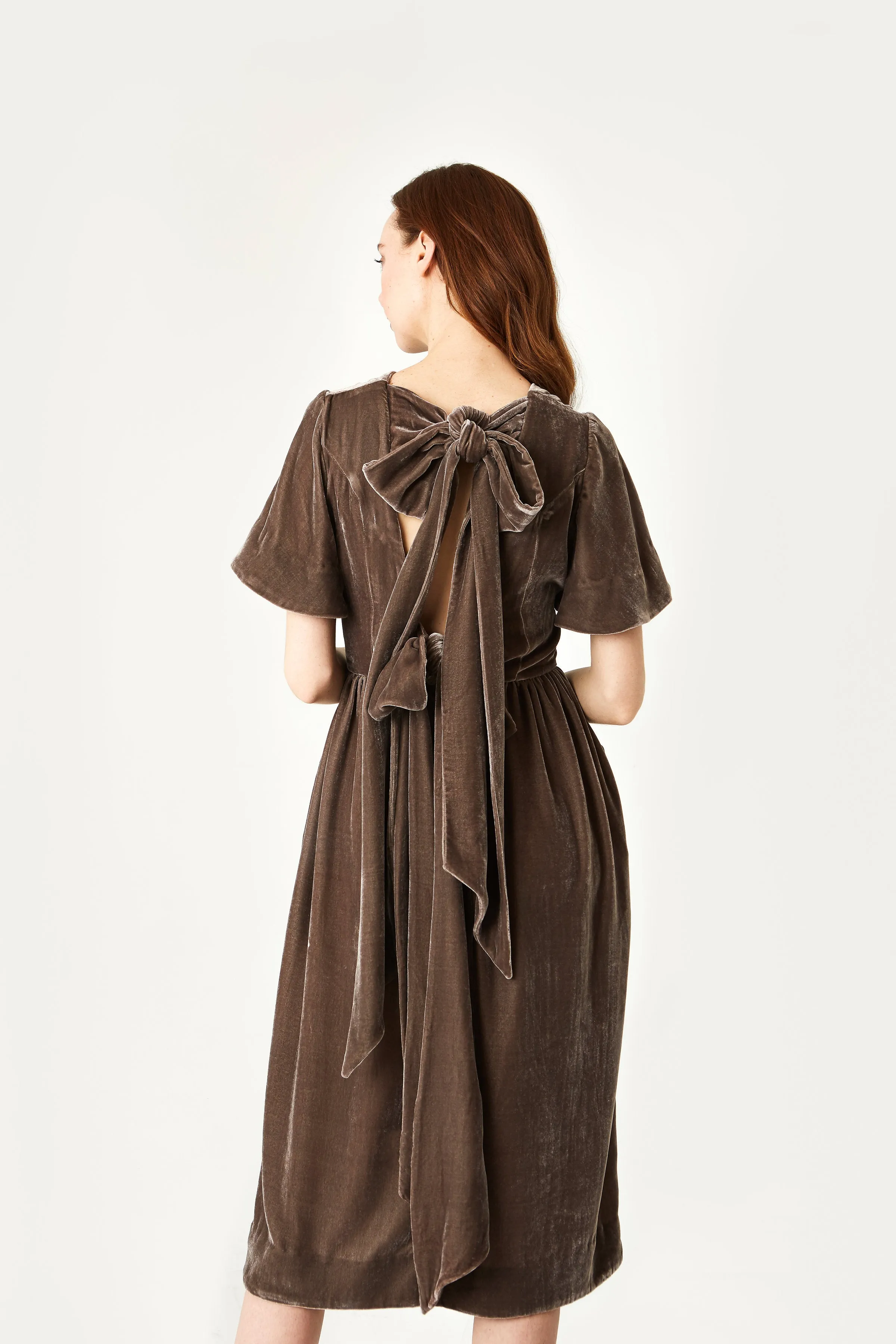 Liesl Bow Silk Velvet Dress