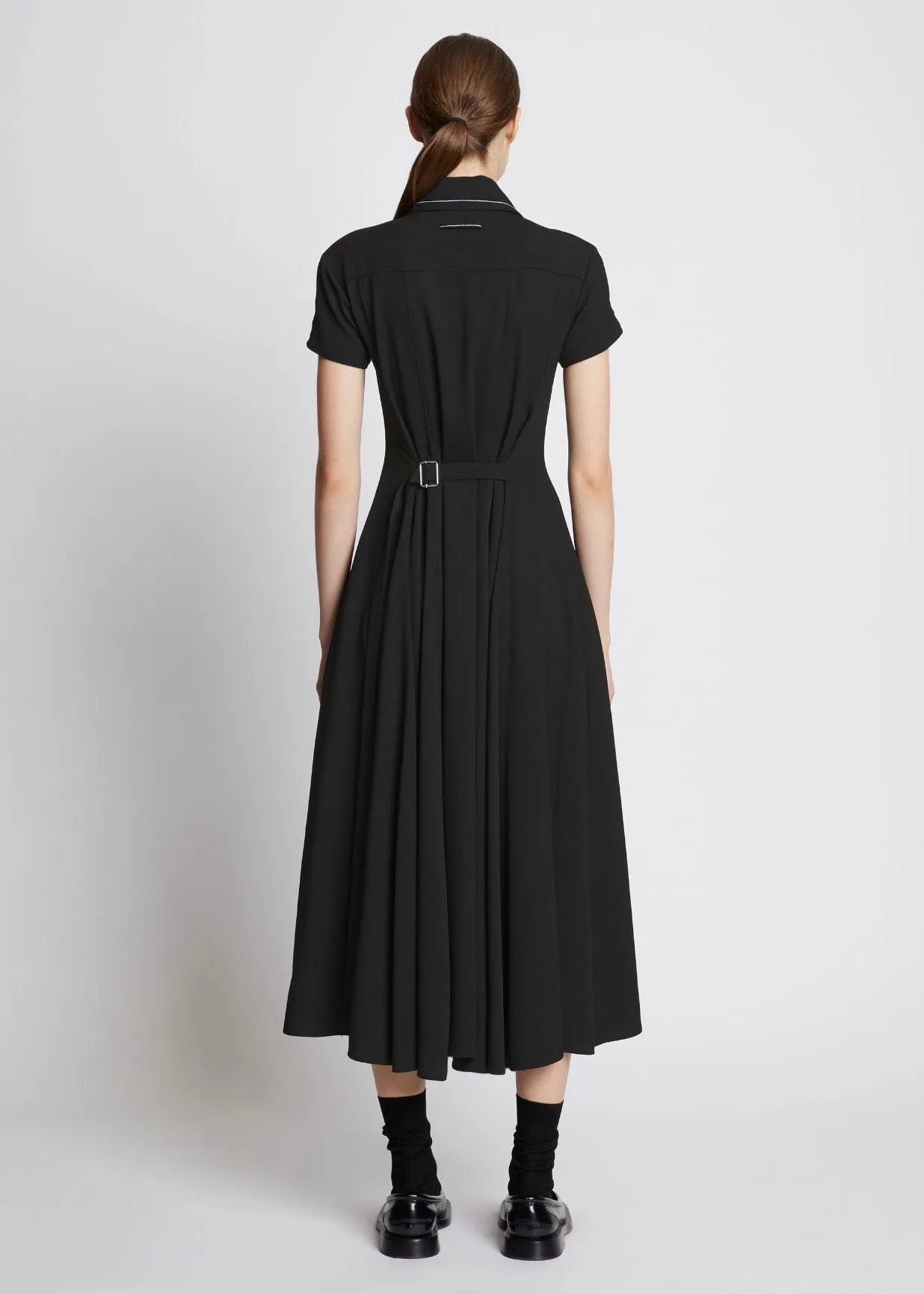 Lightweight Crepe Buttoned Dress (Black)