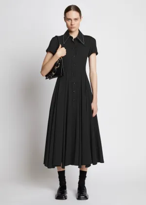 Lightweight Crepe Buttoned Dress (Black)