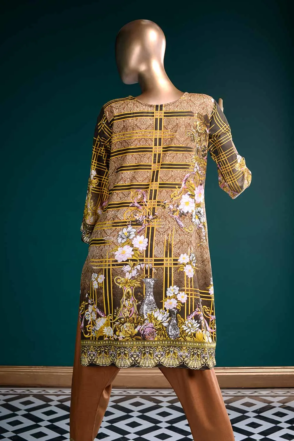 LL-2A - Floral Twist  |  Unstitched Printed & Embroidered Linen Dress