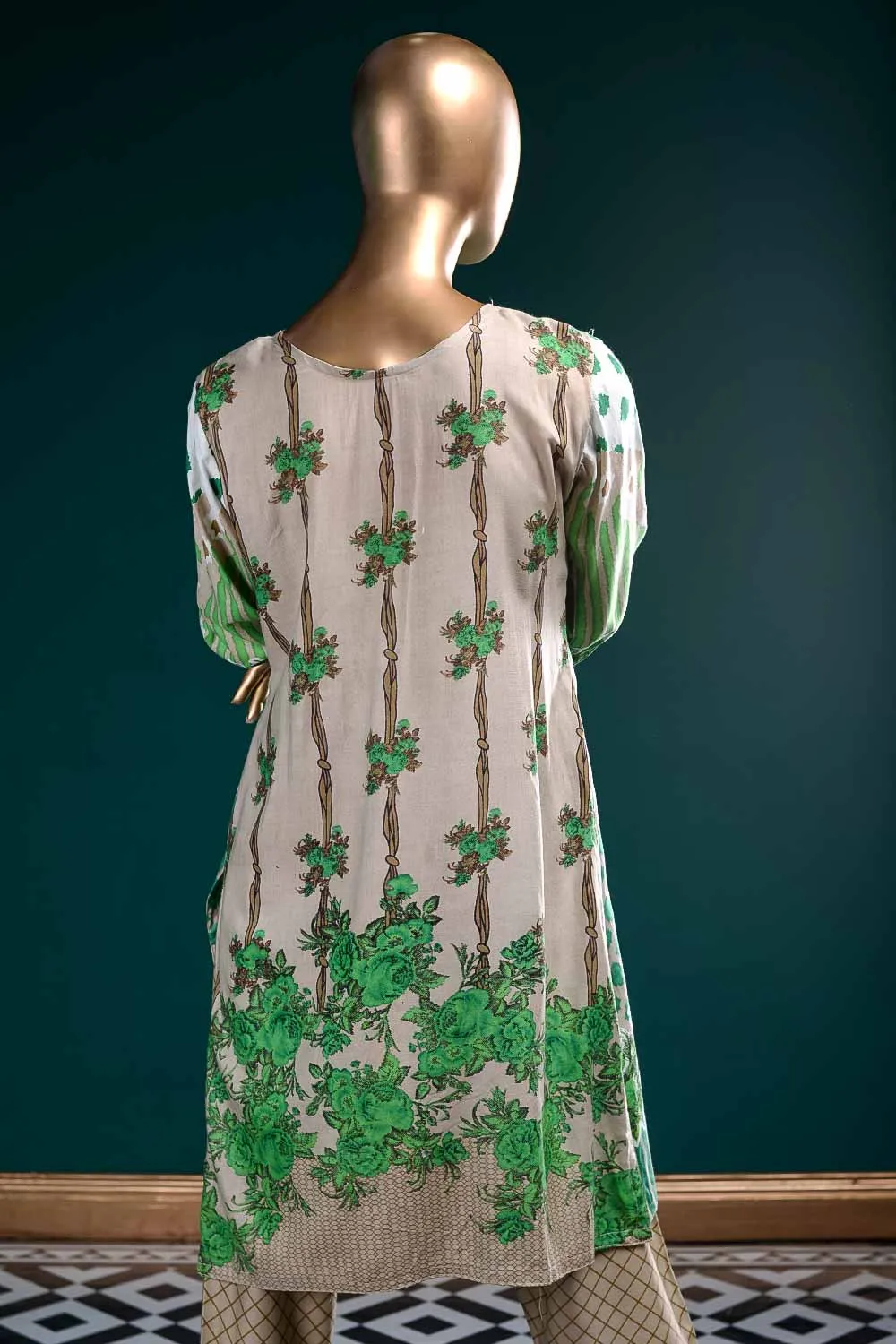 LL-5B - Wild Rose  |  Unstitched Printed & Embroidered Linen Dress