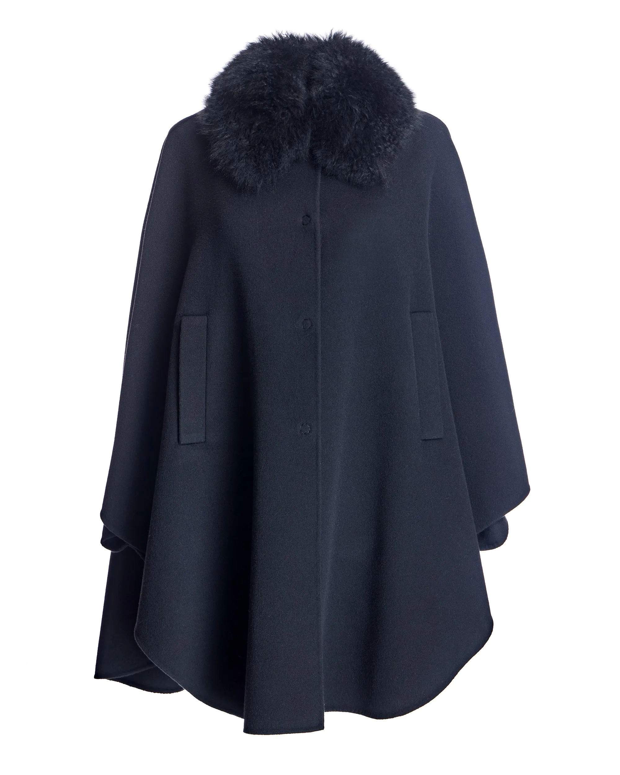 Loro Piana Cashmere Blend Cape with Cashmere Goat Collar
