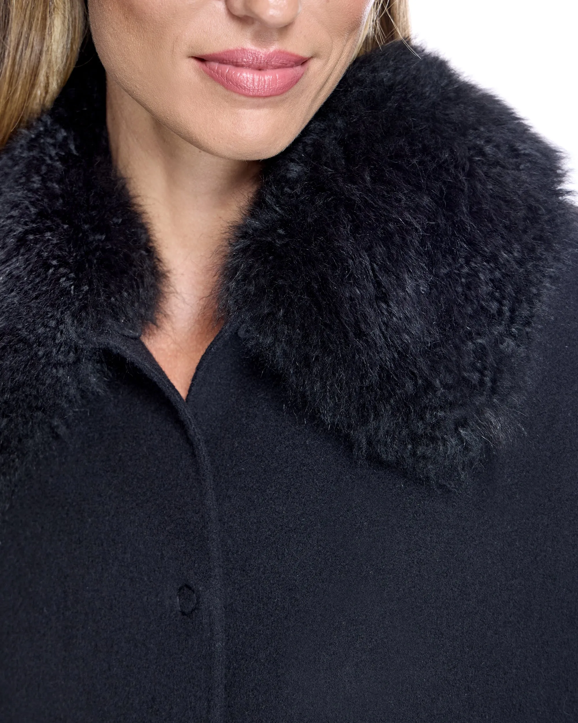 Loro Piana Cashmere Blend Cape with Cashmere Goat Collar