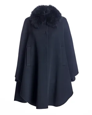 Loro Piana Cashmere Blend Cape with Cashmere Goat Collar