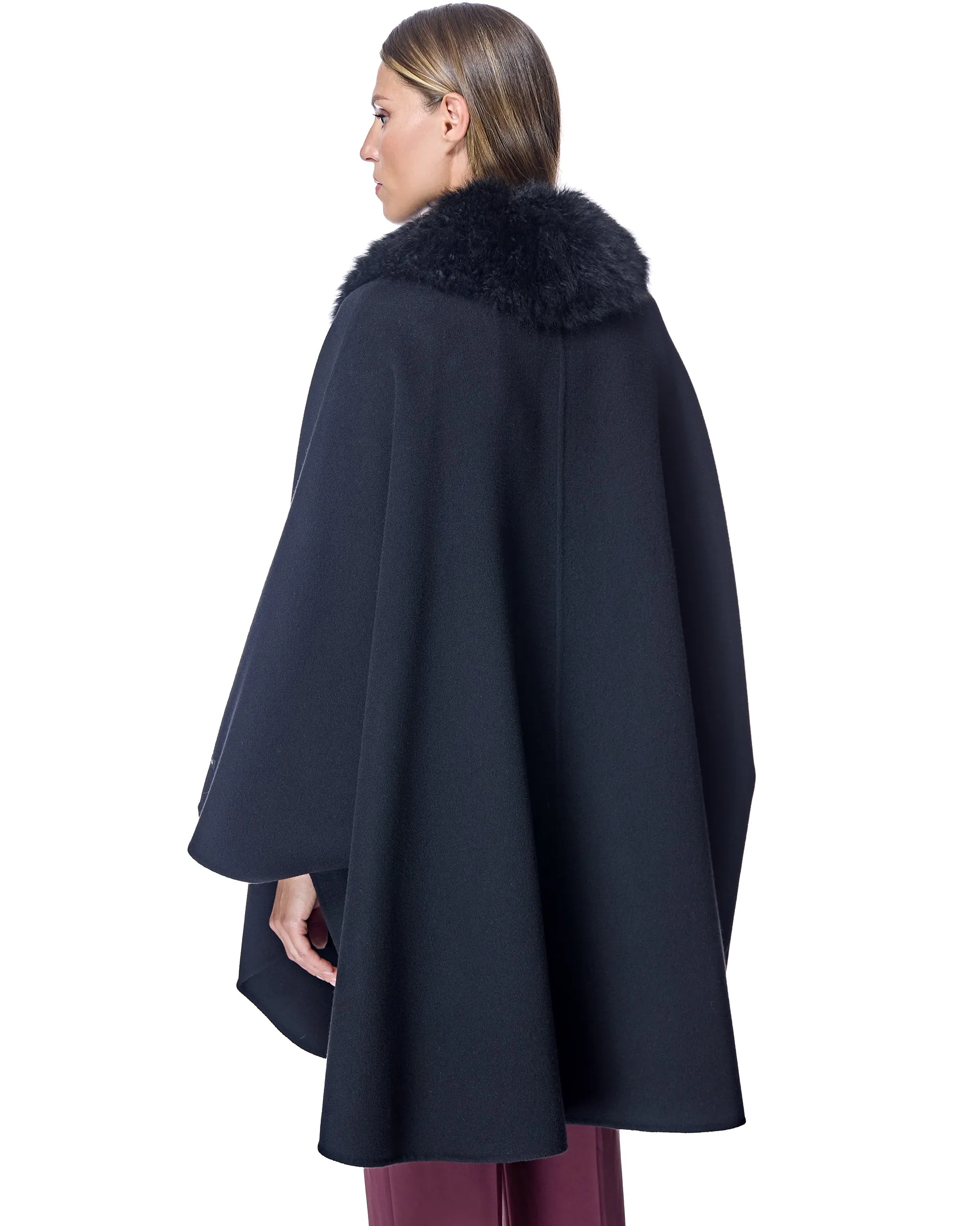 Loro Piana Cashmere Blend Cape with Cashmere Goat Collar