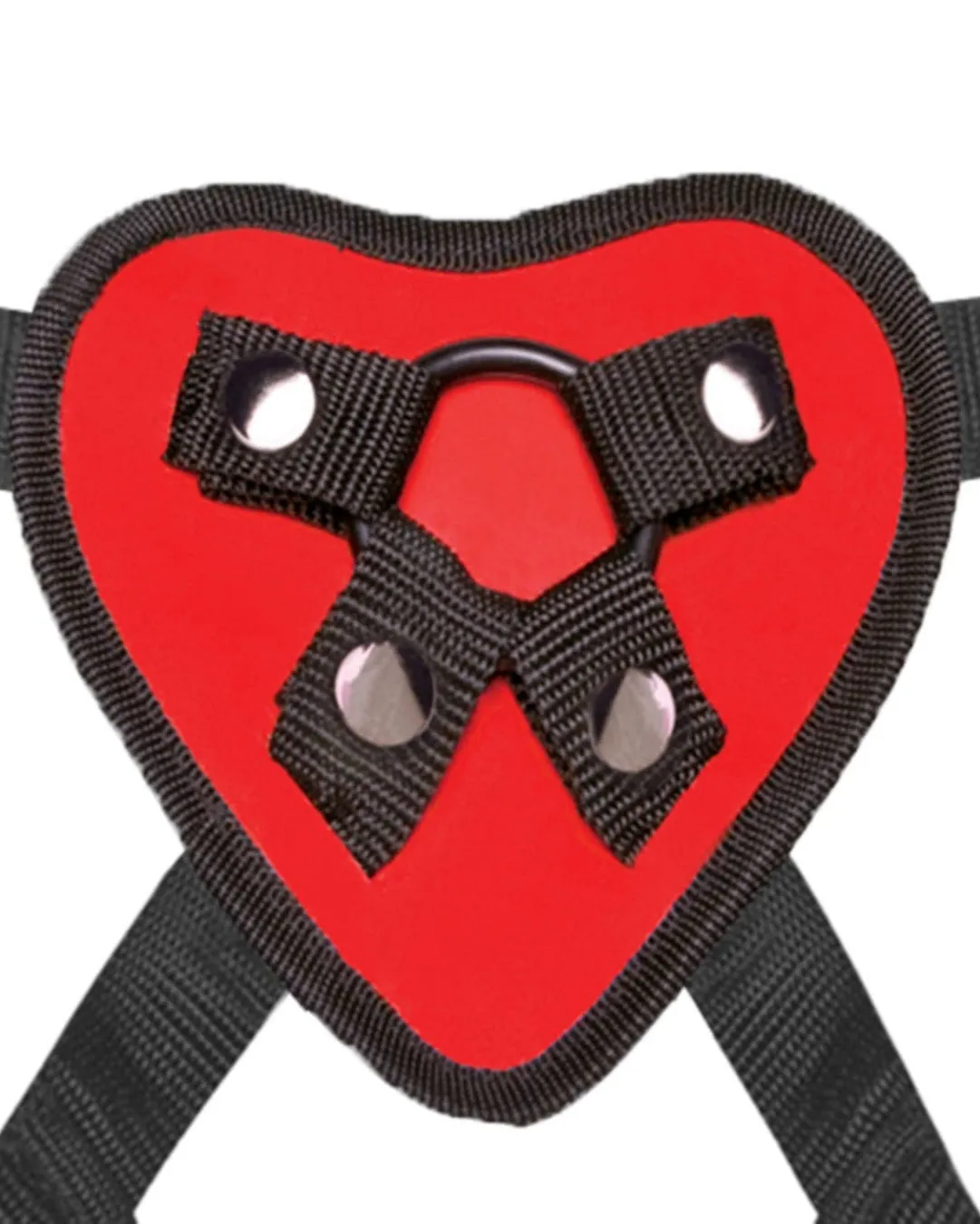 Lux Fetish Heart Strap On Harness & Dildo Set with Adjustable Fit and Satin Blindfold, 5 Inch Dildo
