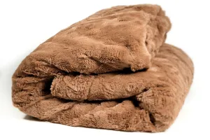 Luxury Solid Cinnamon Mocha Brown Wooded River Faux Fur with Sherpa Backside Soft Warm Fleece Throw Blanket