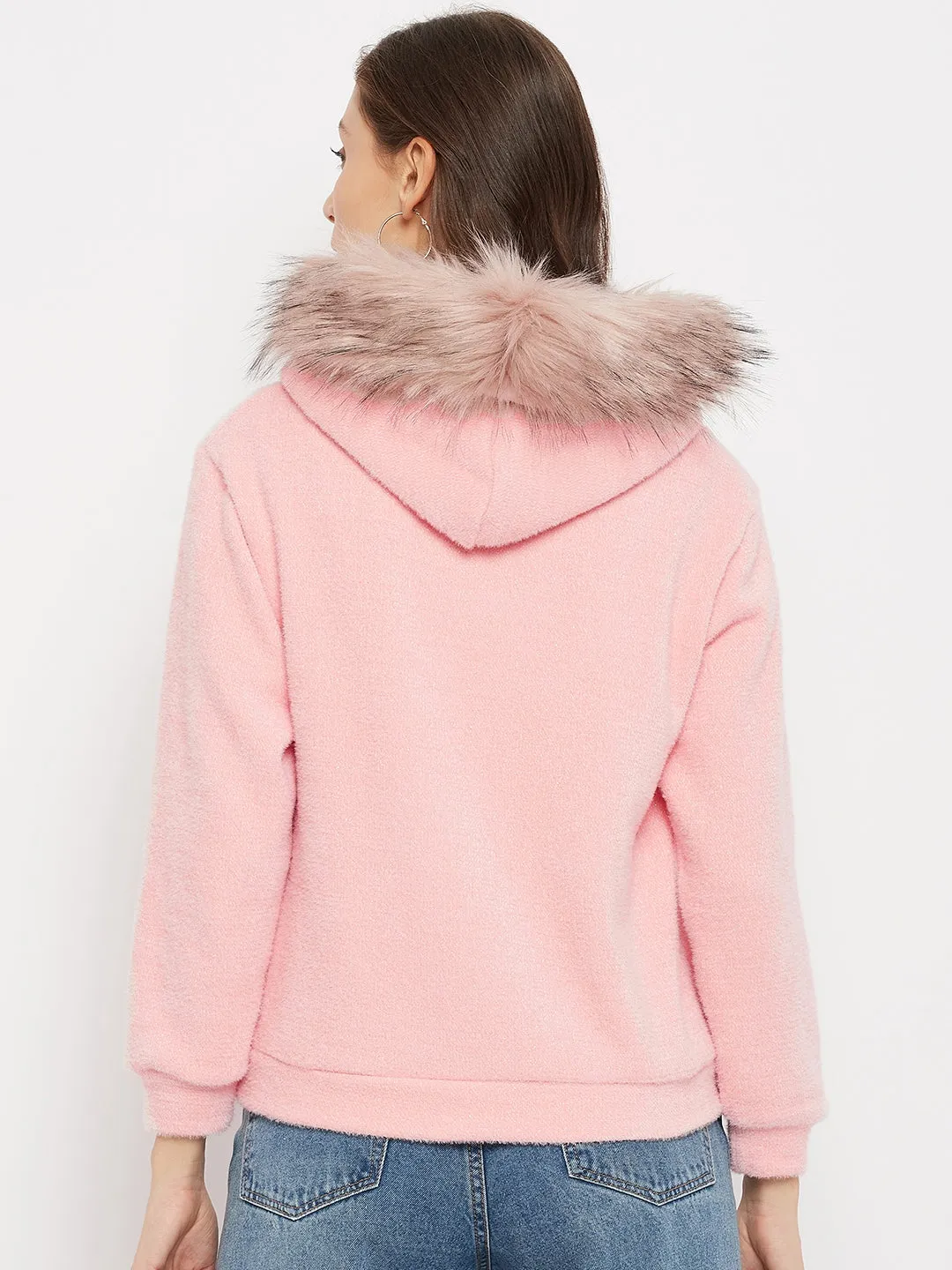 Madame Faux Fur Hood Pink Sweatshirt