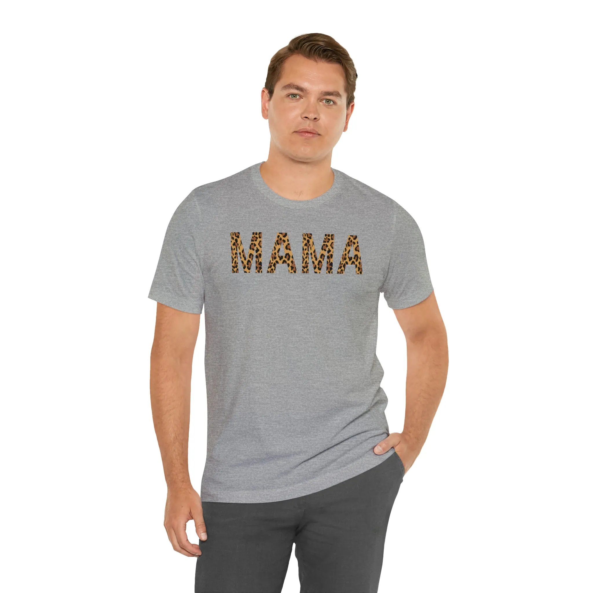 Mama Leopard T-Shirt | Love Mom Tee |  Bella Canvas 3001 Unisex |  Mama Short Sleeve Tshirt