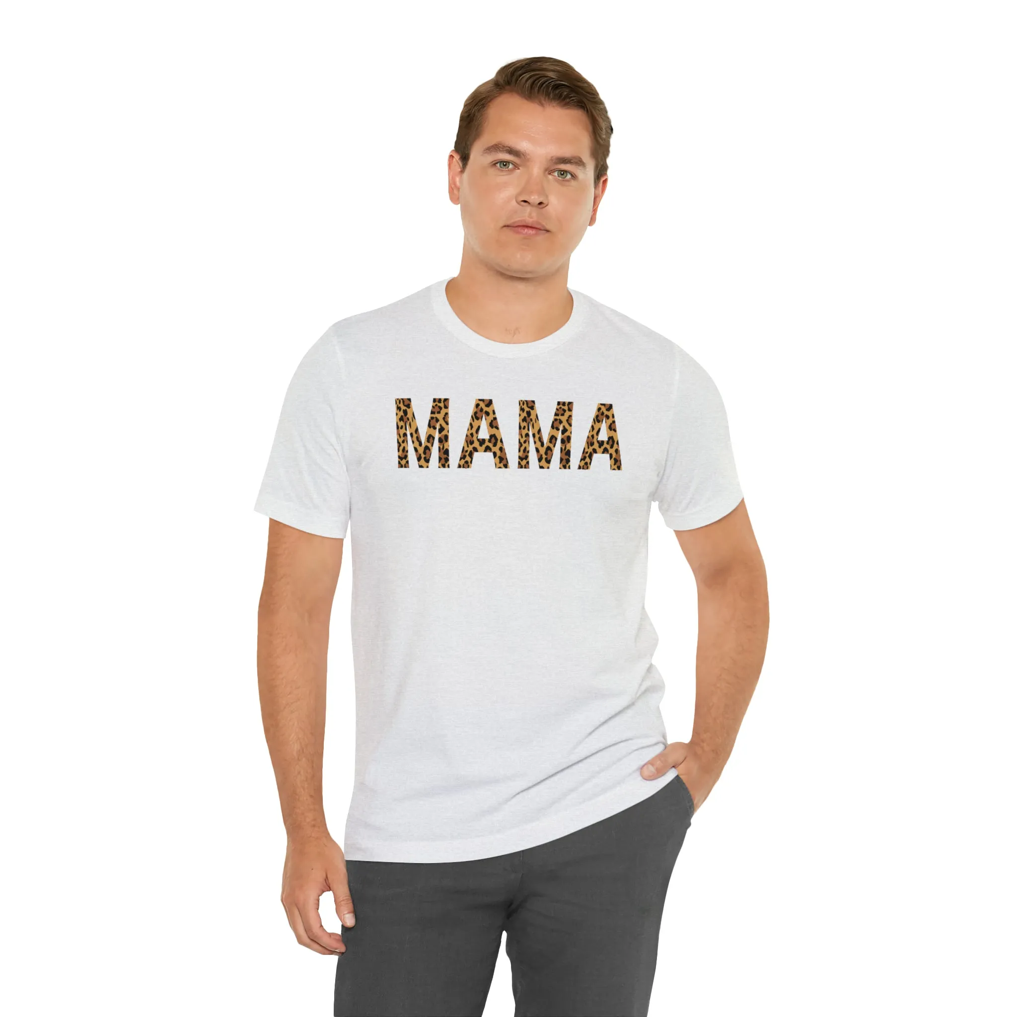Mama Leopard T-Shirt | Love Mom Tee |  Bella Canvas 3001 Unisex |  Mama Short Sleeve Tshirt